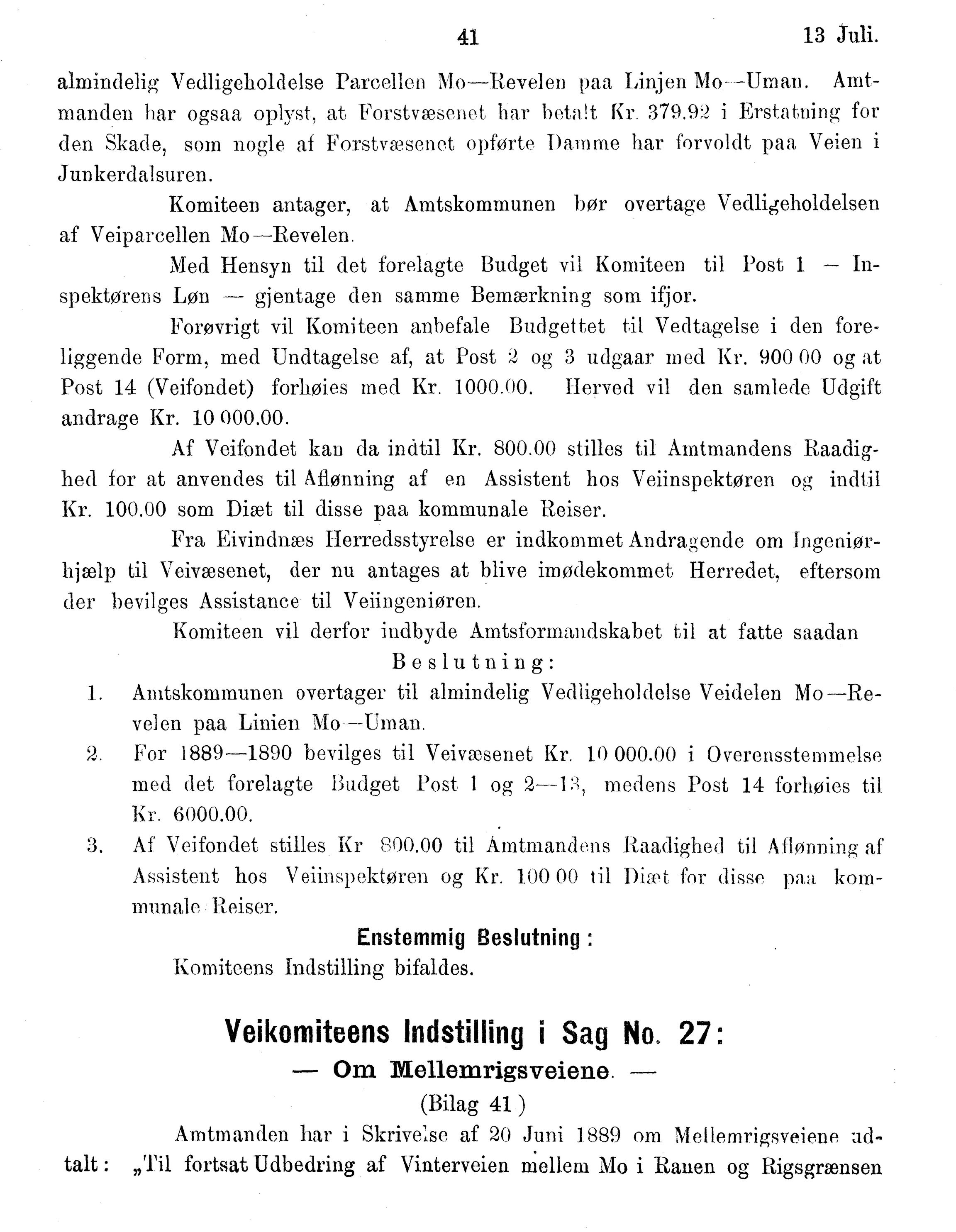 Nordland Fylkeskommune. Fylkestinget, AIN/NFK-17/176/A/Ac/L0015: Fylkestingsforhandlinger 1886-1890, 1886-1890