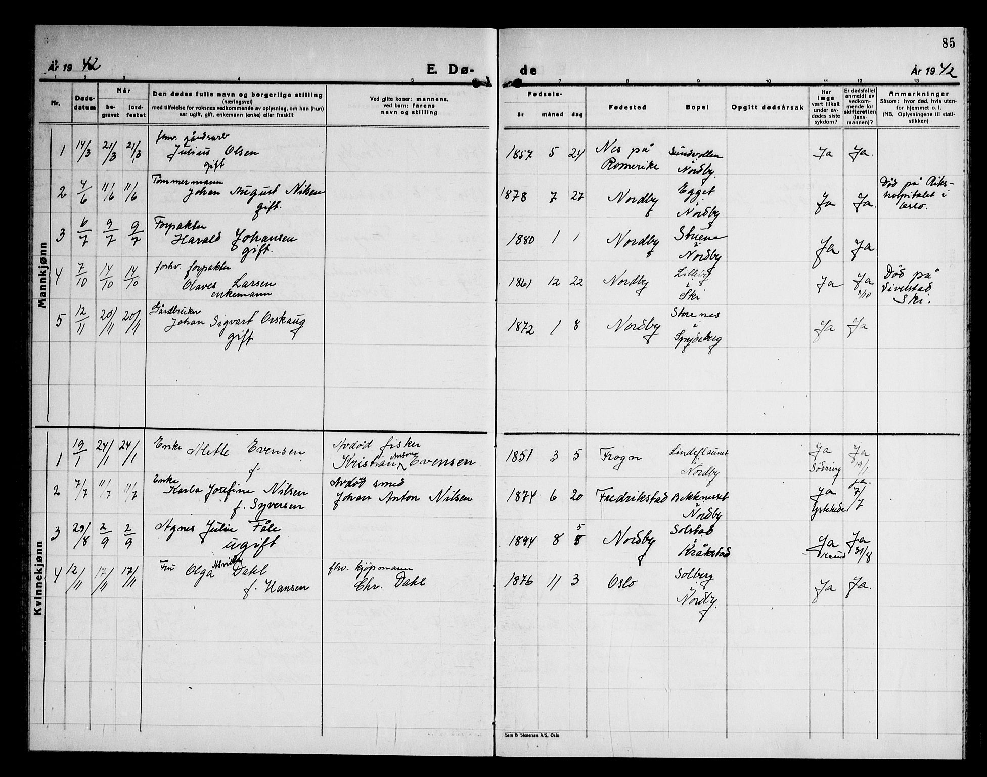 Ås prestekontor Kirkebøker, SAO/A-10894/G/Gb/L0003: Parish register (copy) no. II 3, 1937-1947, p. 85