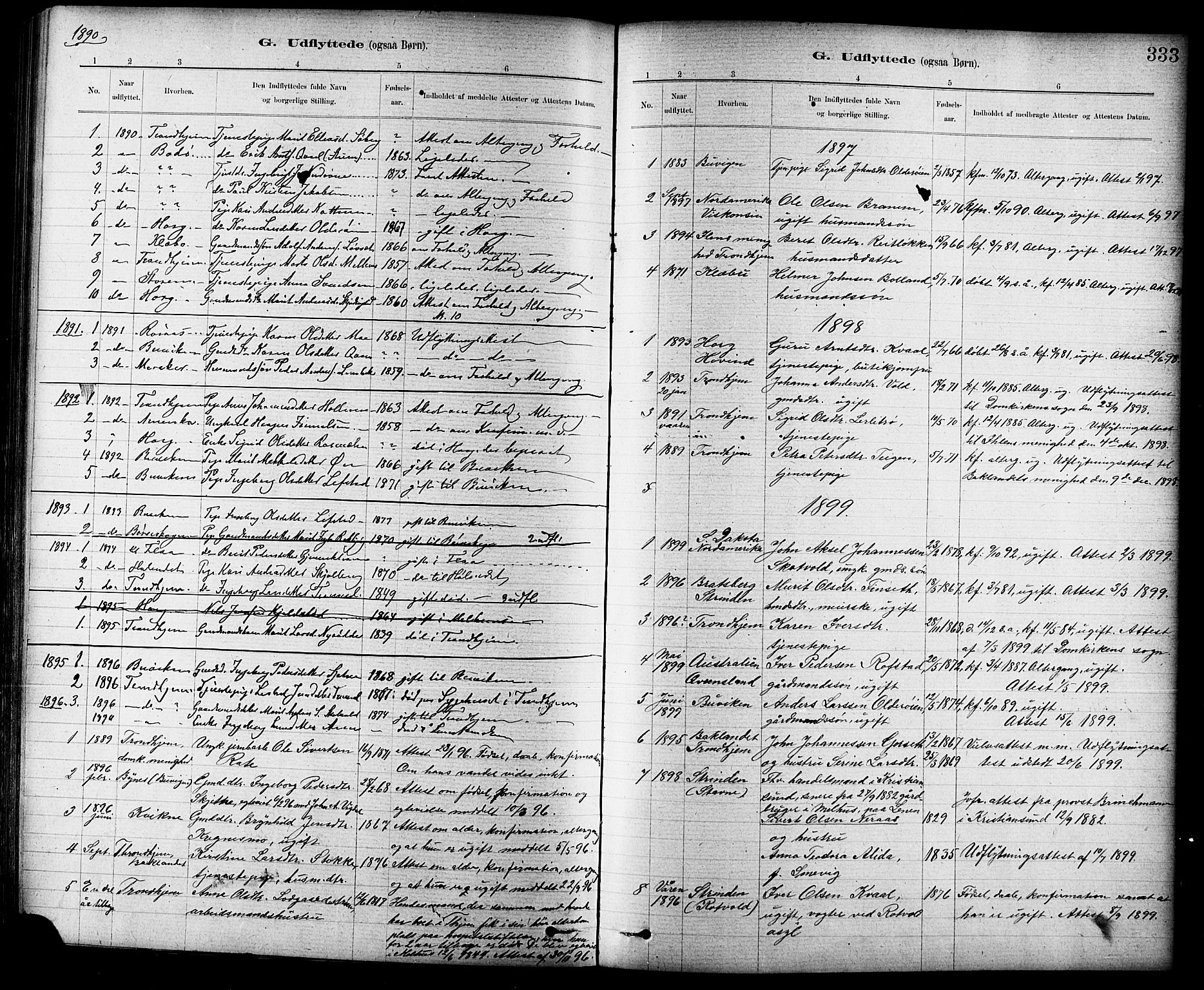 Ministerialprotokoller, klokkerbøker og fødselsregistre - Sør-Trøndelag, SAT/A-1456/691/L1094: Parish register (copy) no. 691C05, 1879-1911, p. 333