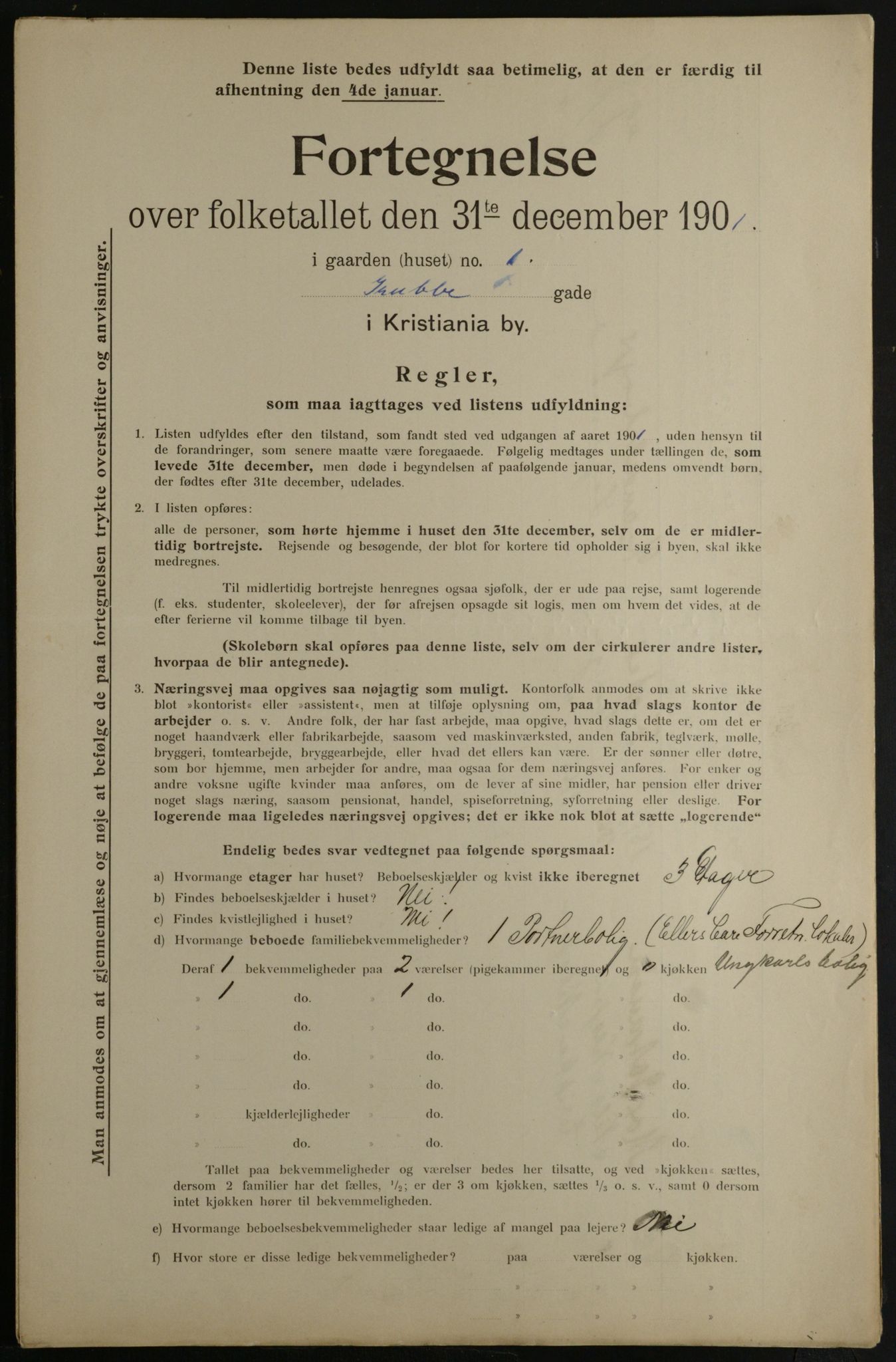 OBA, Municipal Census 1901 for Kristiania, 1901, p. 4903