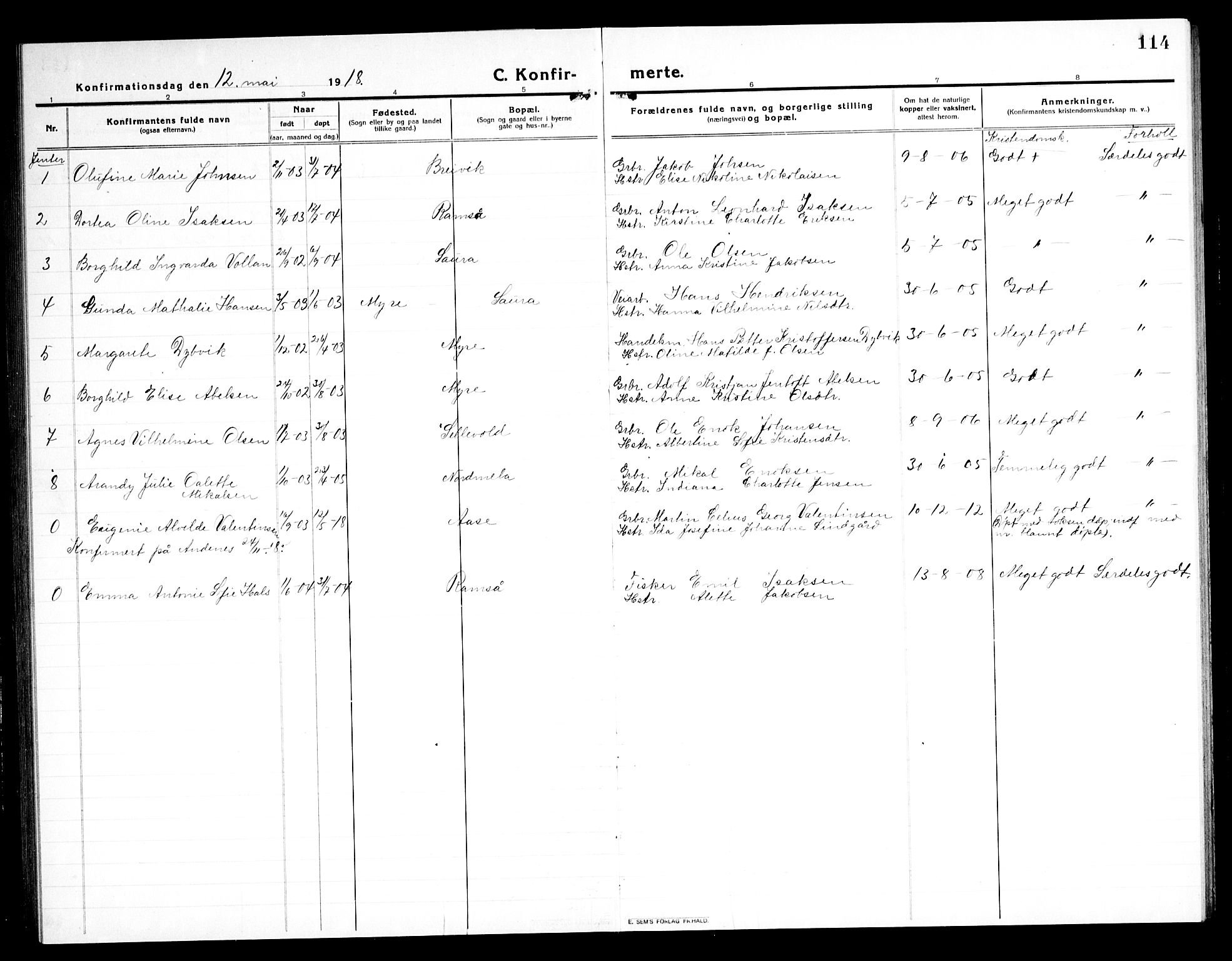 Ministerialprotokoller, klokkerbøker og fødselsregistre - Nordland, AV/SAT-A-1459/897/L1415: Parish register (copy) no. 897C05, 1916-1945, p. 114