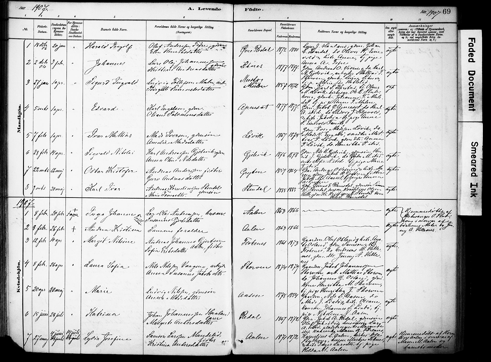 Førde sokneprestembete, AV/SAB-A-79901/H/Haa/Haae/L0001: Parish register (official) no. E 1, 1881-1911, p. 69