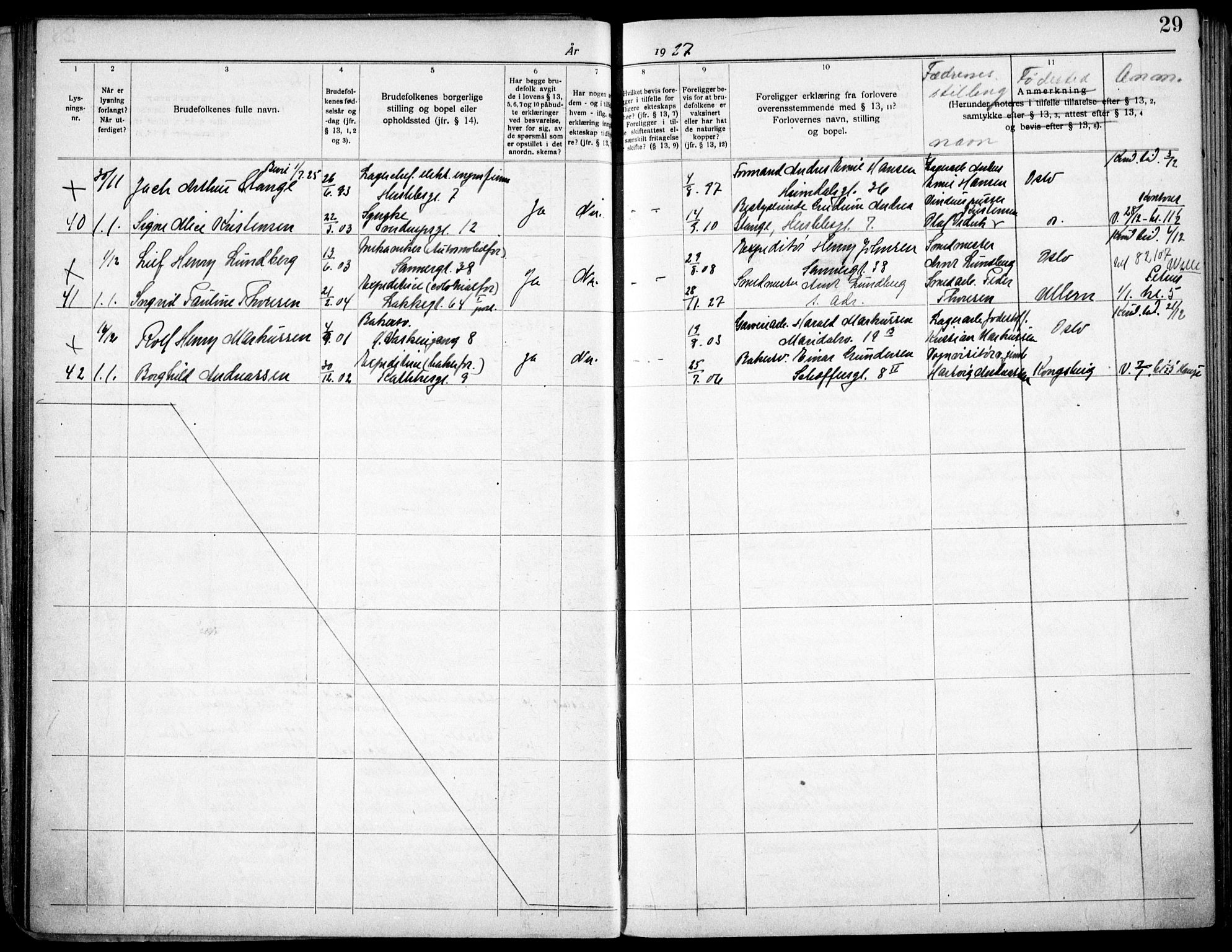 Matteus prestekontor Kirkebøker, AV/SAO-A-10870/H/Ha/L0001: Banns register no. 1, 1919-1937, p. 29