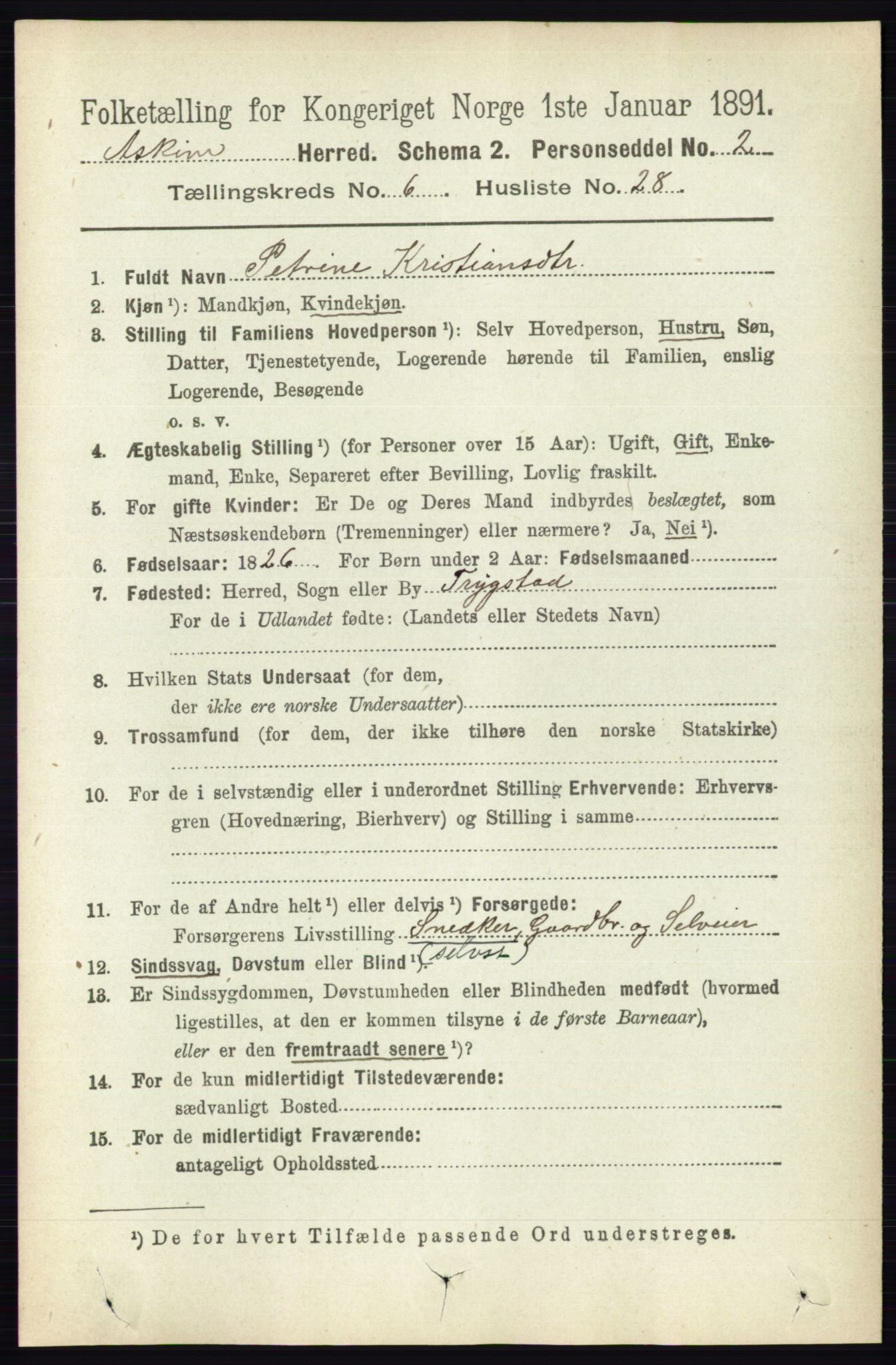 RA, 1891 census for 0124 Askim, 1891, p. 965