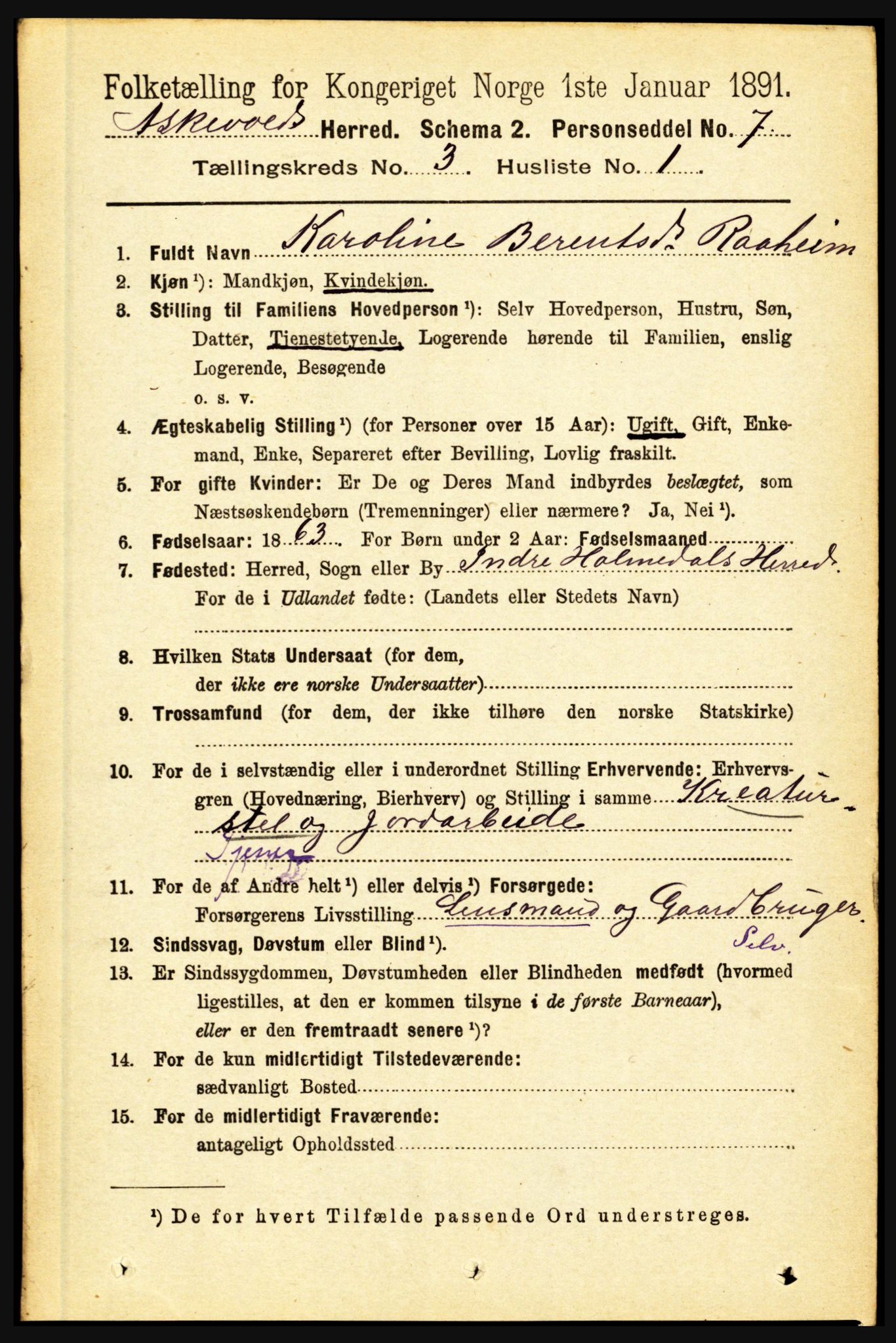 RA, 1891 census for 1428 Askvoll, 1891, p. 791