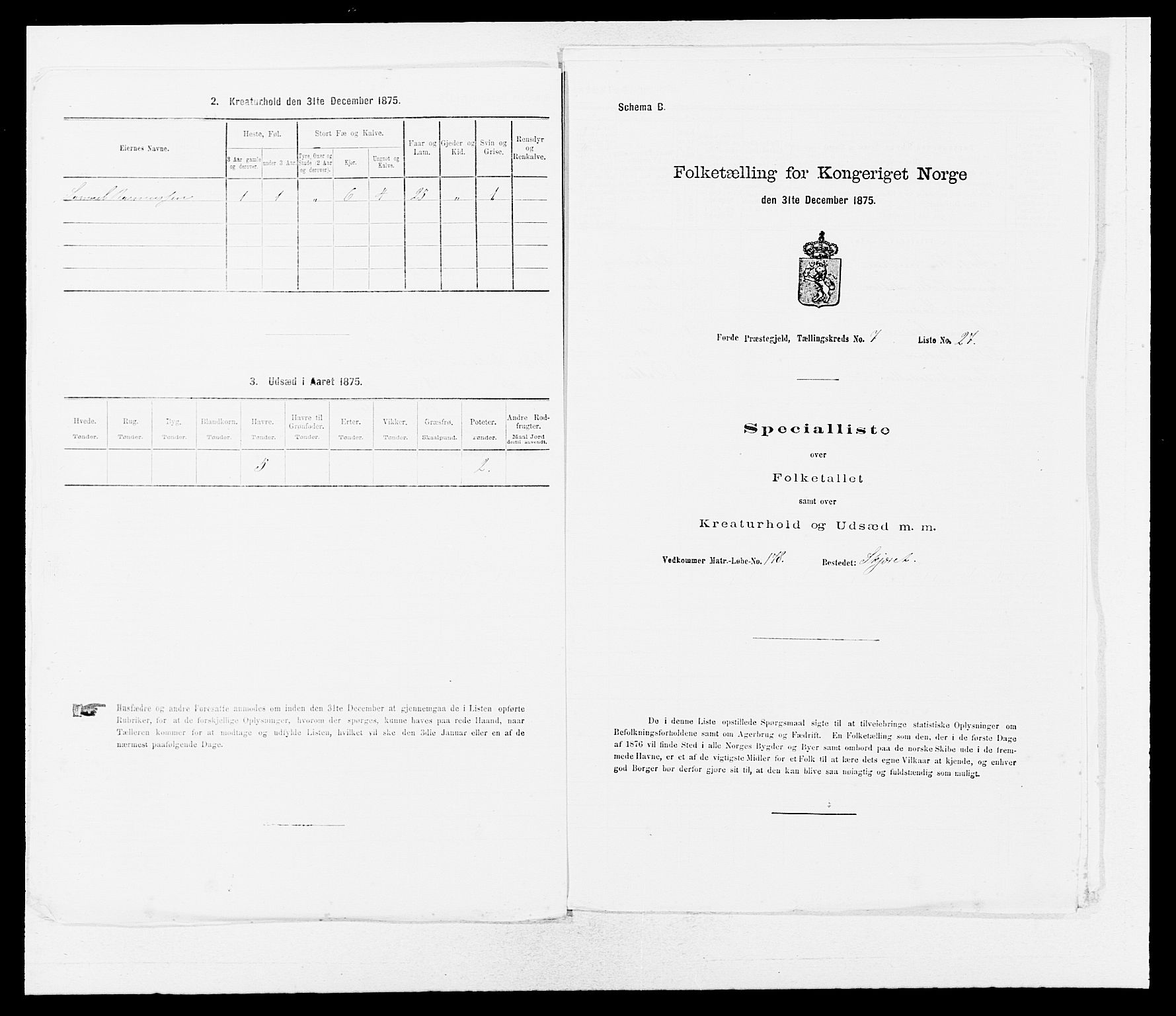 SAB, 1875 census for 1432P Førde, 1875, p. 868