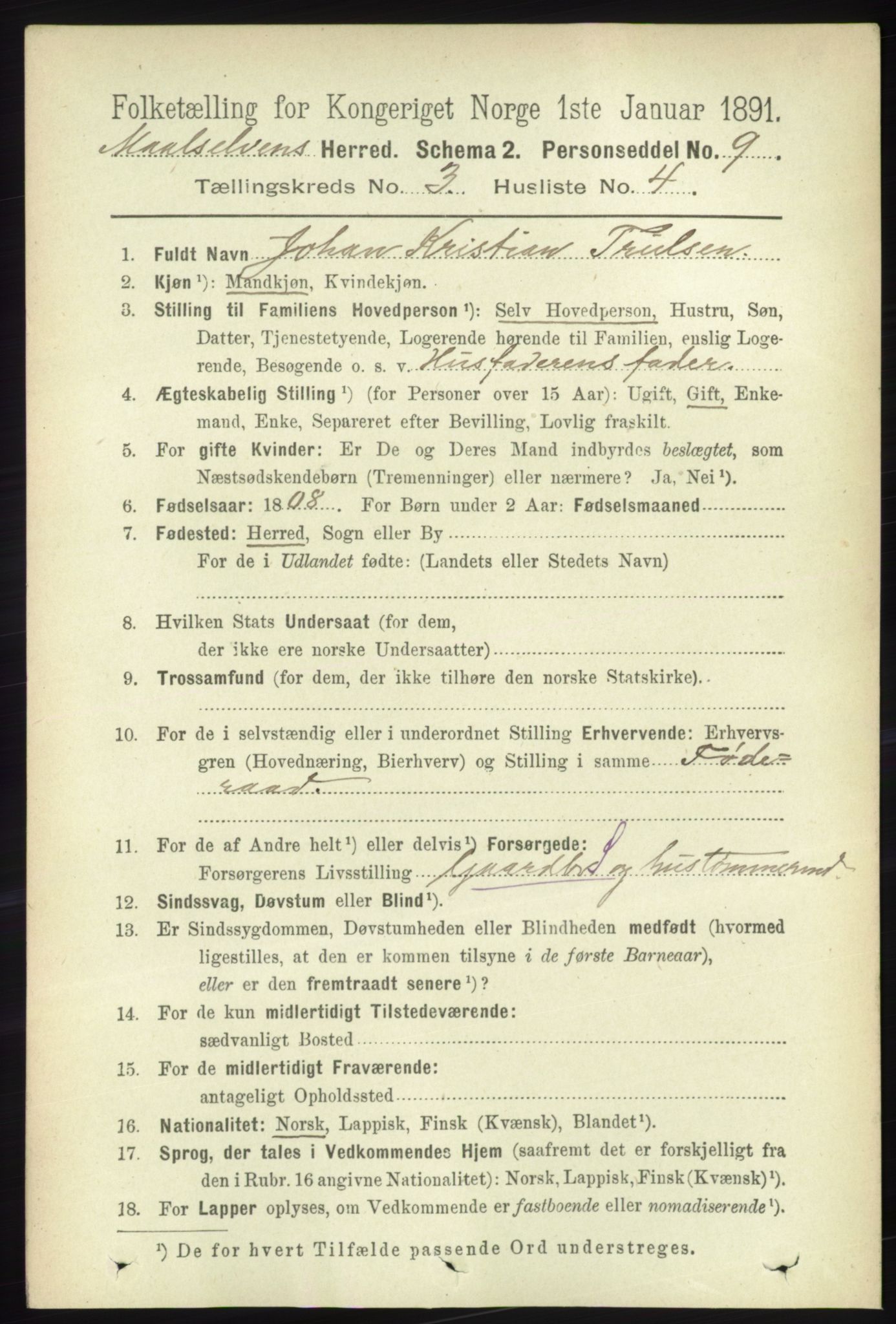 RA, 1891 census for 1924 Målselv, 1891, p. 624