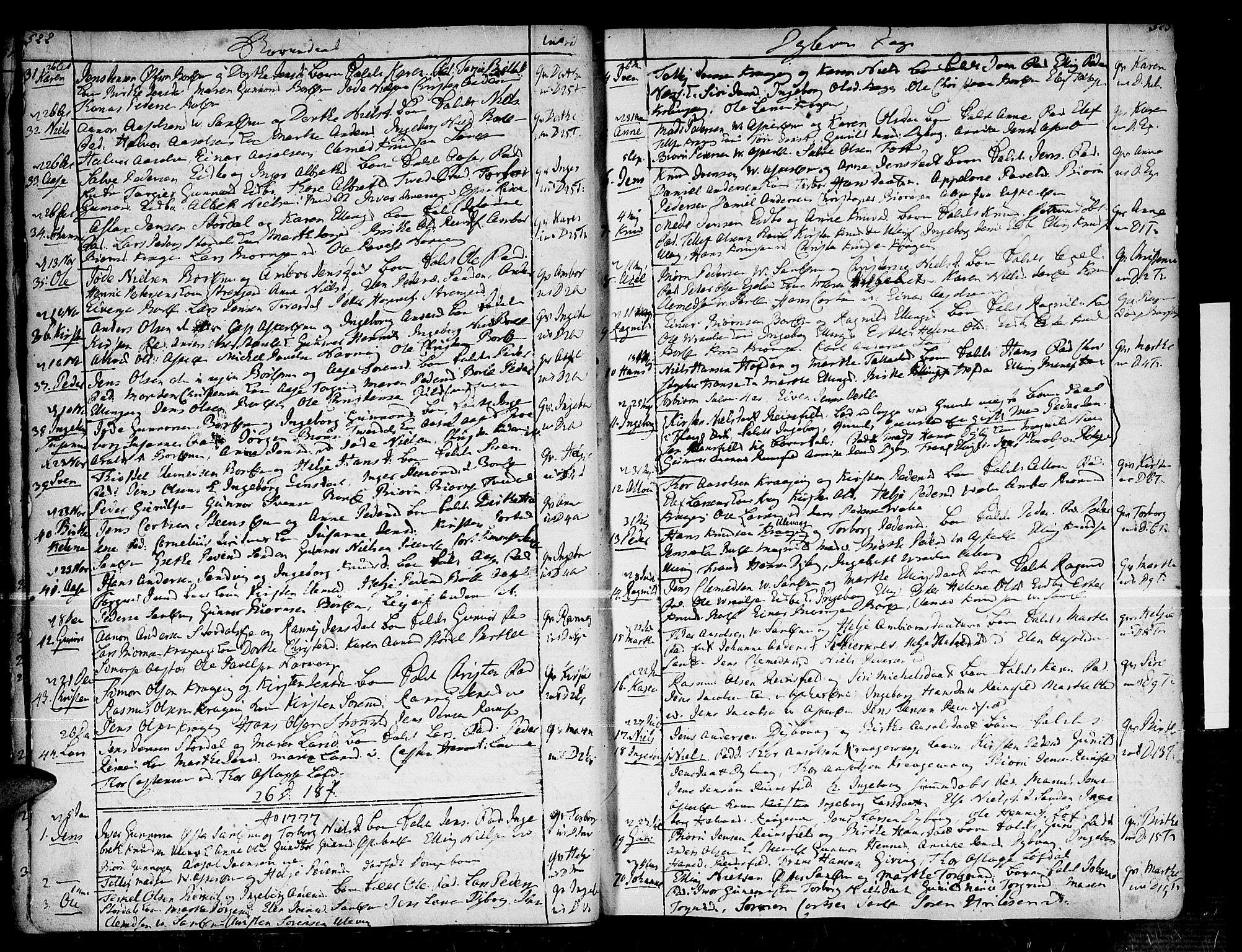 Dypvåg sokneprestkontor, SAK/1111-0007/F/Fa/Faa/L0001: Parish register (official) no. A 1 /1, 1765-1798, p. 522-523