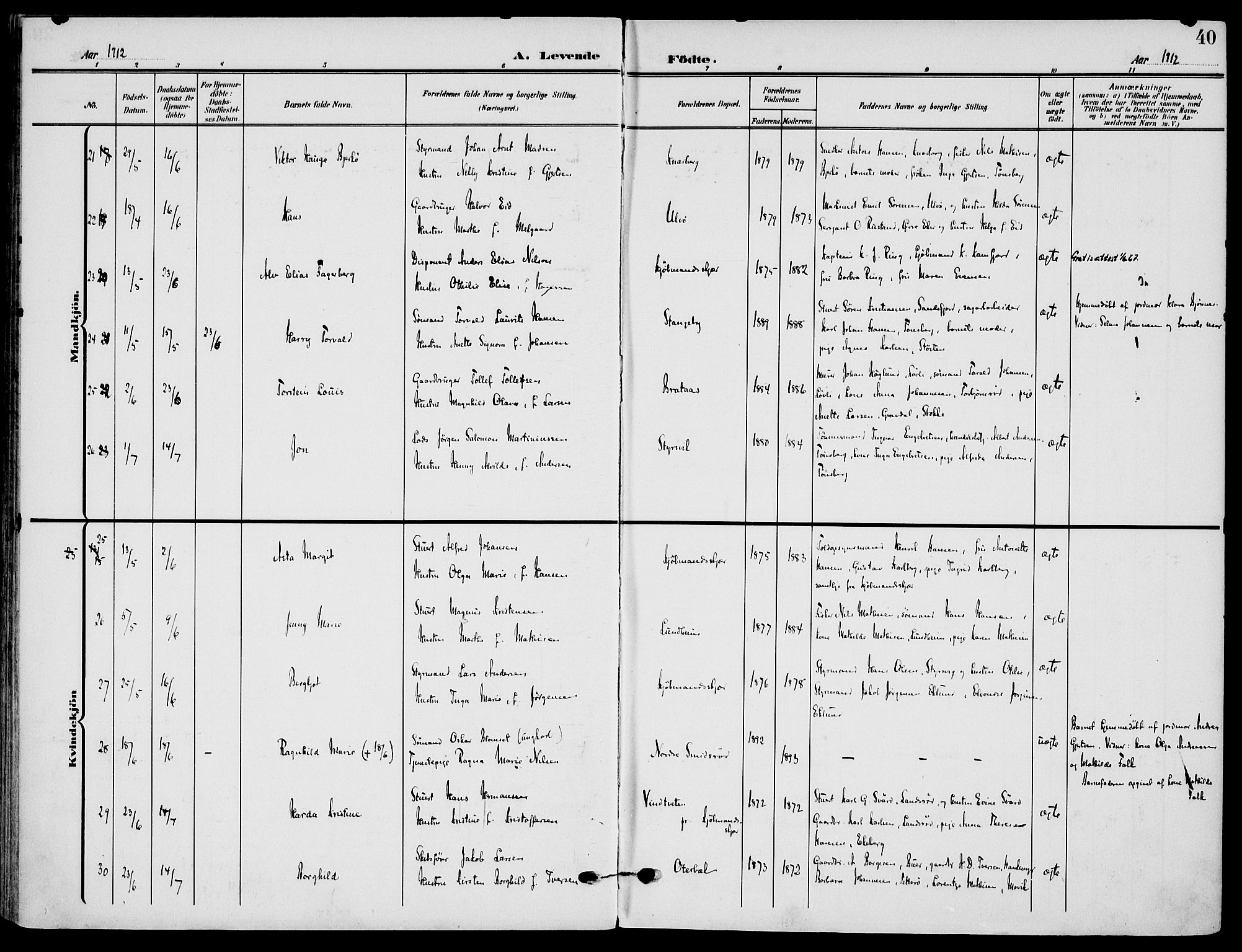 Nøtterøy kirkebøker, AV/SAKO-A-354/F/Fa/L0010: Parish register (official) no. I 10, 1908-1919, p. 40