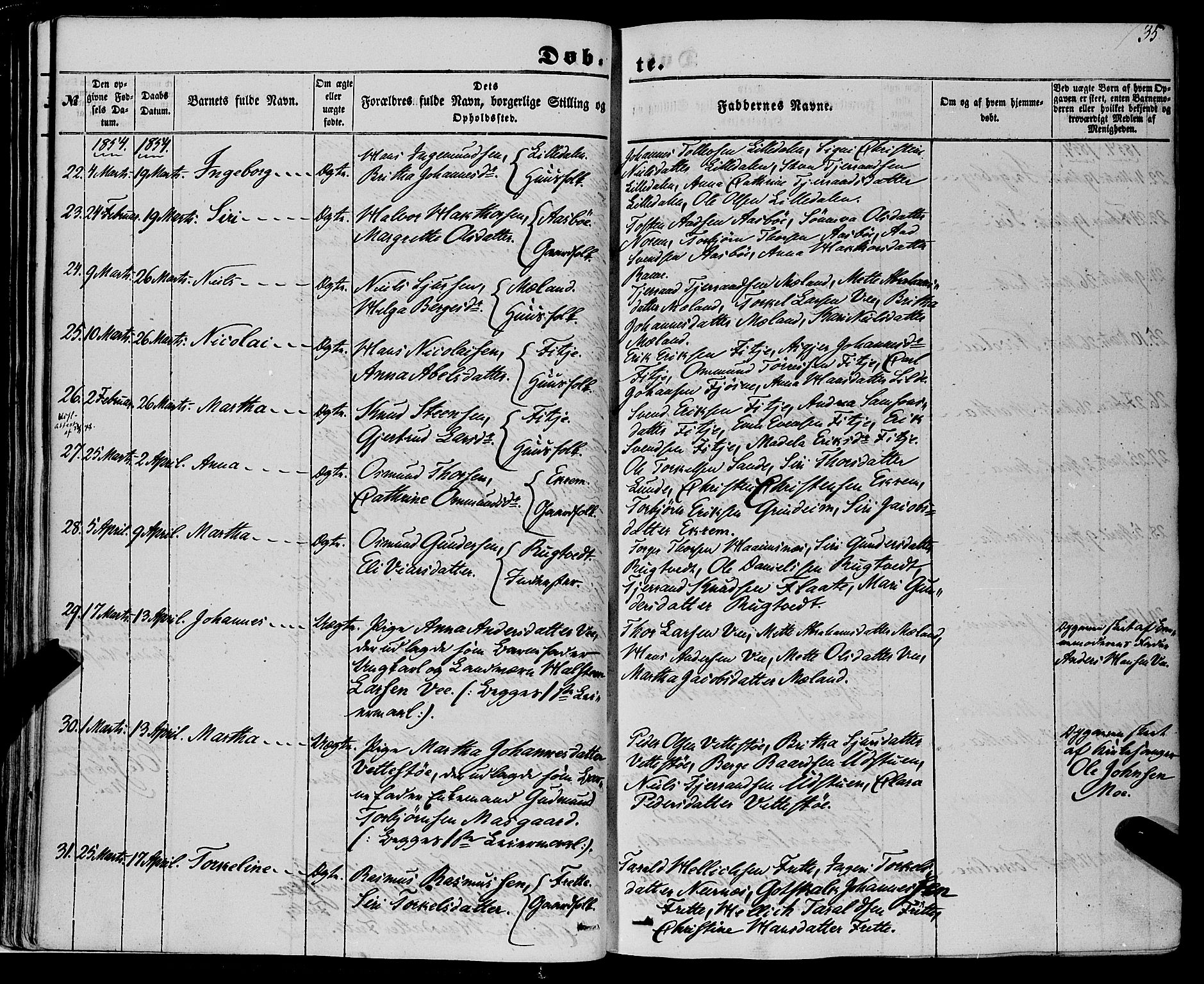 Etne sokneprestembete, SAB/A-75001/H/Haa: Parish register (official) no. A 8, 1848-1862, p. 35