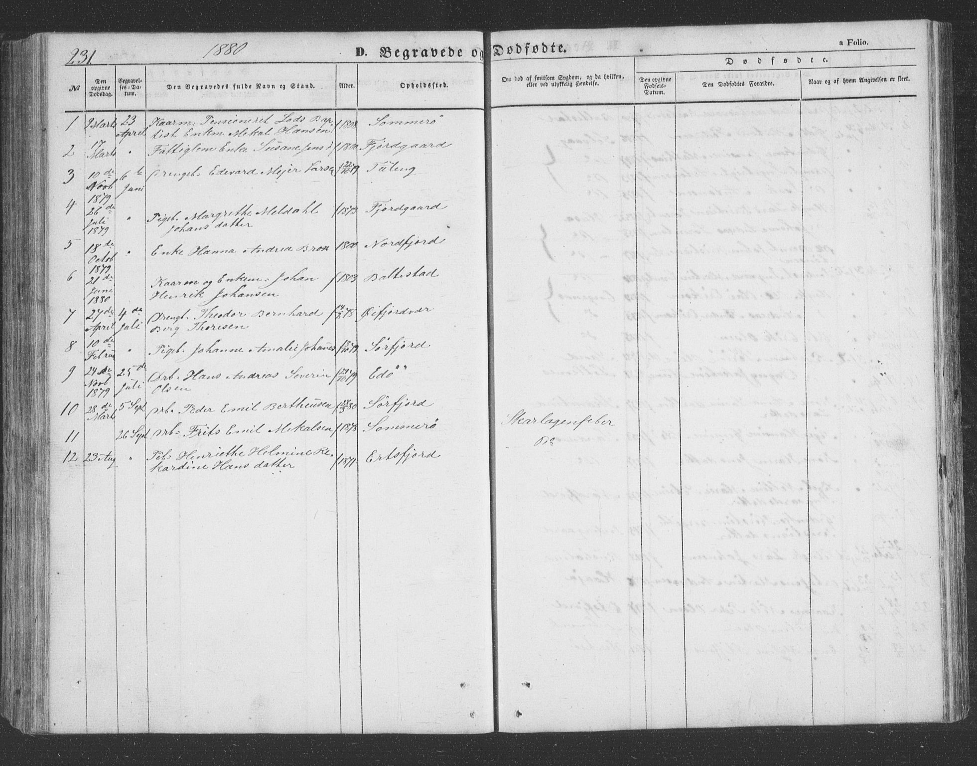 Lenvik sokneprestembete, SATØ/S-1310/H/Ha/Hab/L0020klokker: Parish register (copy) no. 20, 1855-1883, p. 231
