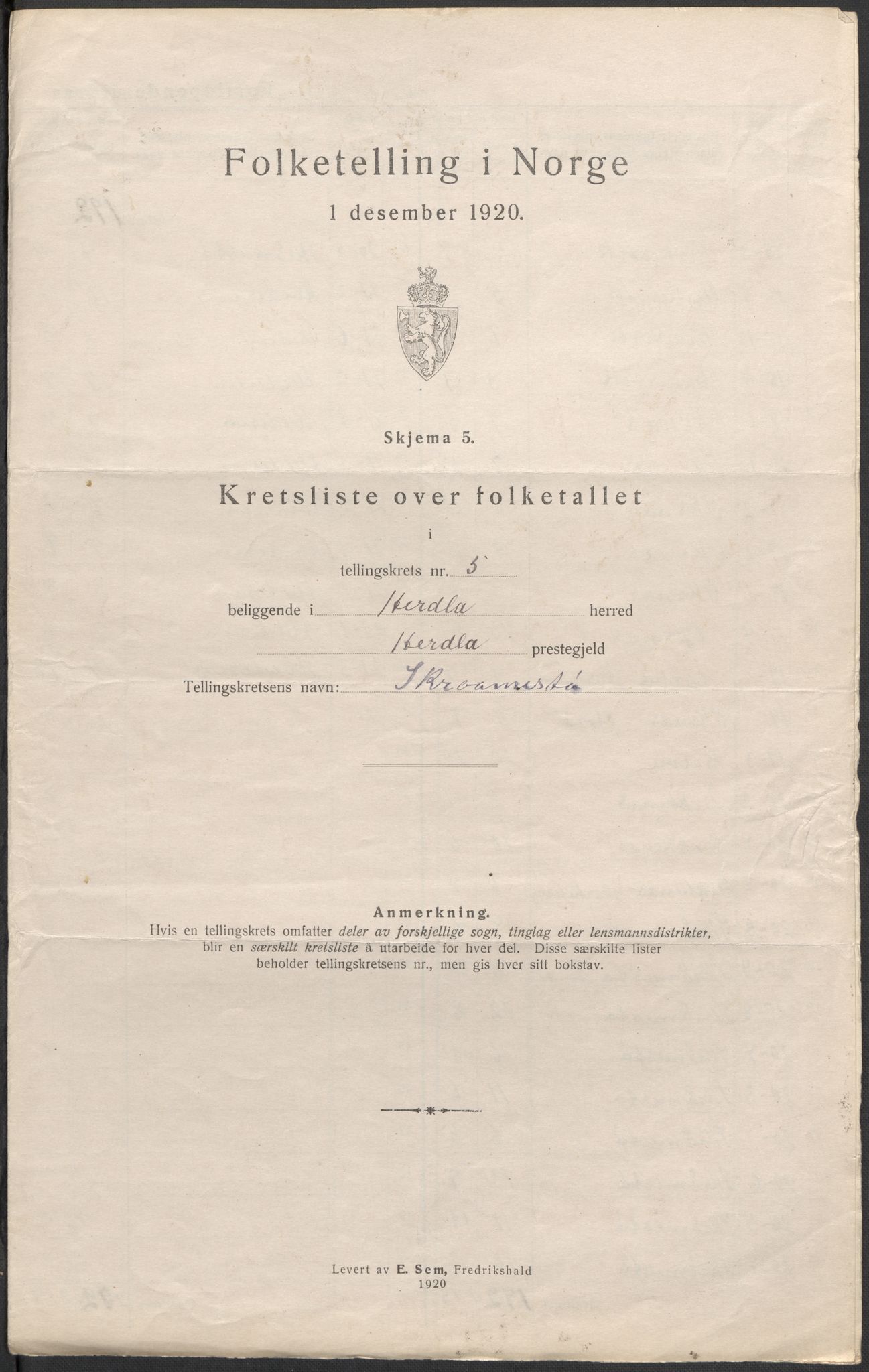 SAB, 1920 census for Herdla, 1920, p. 18