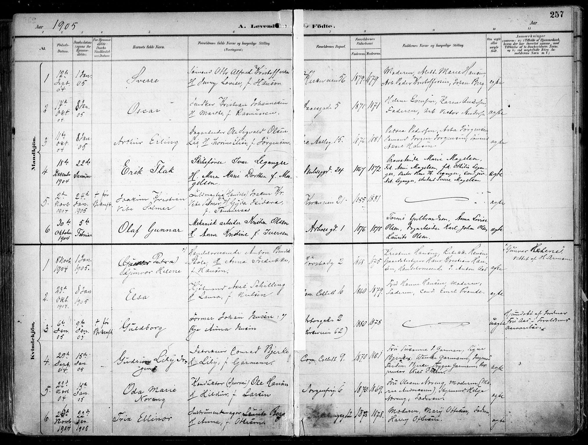 Uranienborg prestekontor Kirkebøker, AV/SAO-A-10877/F/Fa/L0005: Parish register (official) no. 5, 1895-1907, p. 257