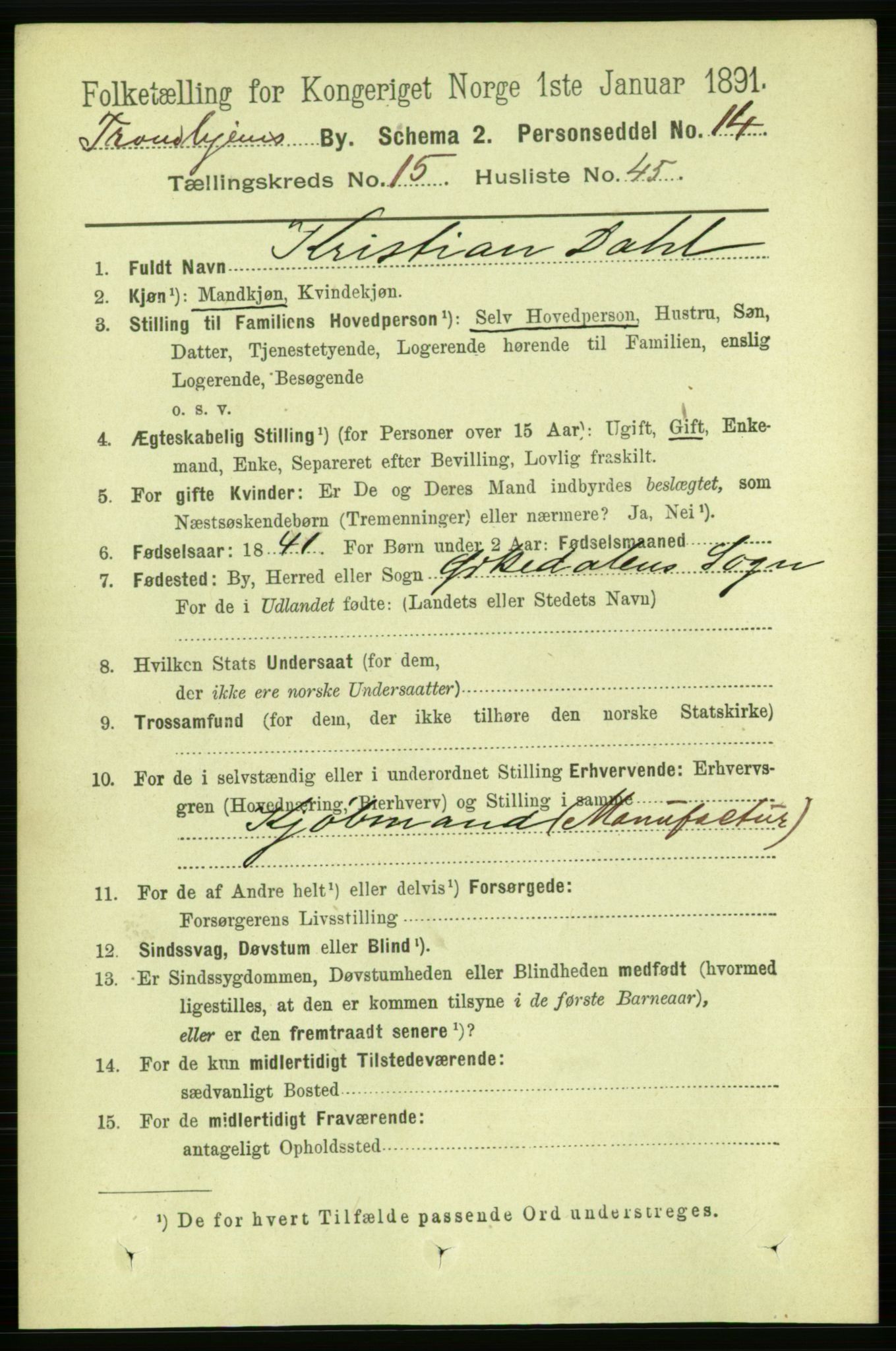 RA, 1891 census for 1601 Trondheim, 1891, p. 12179