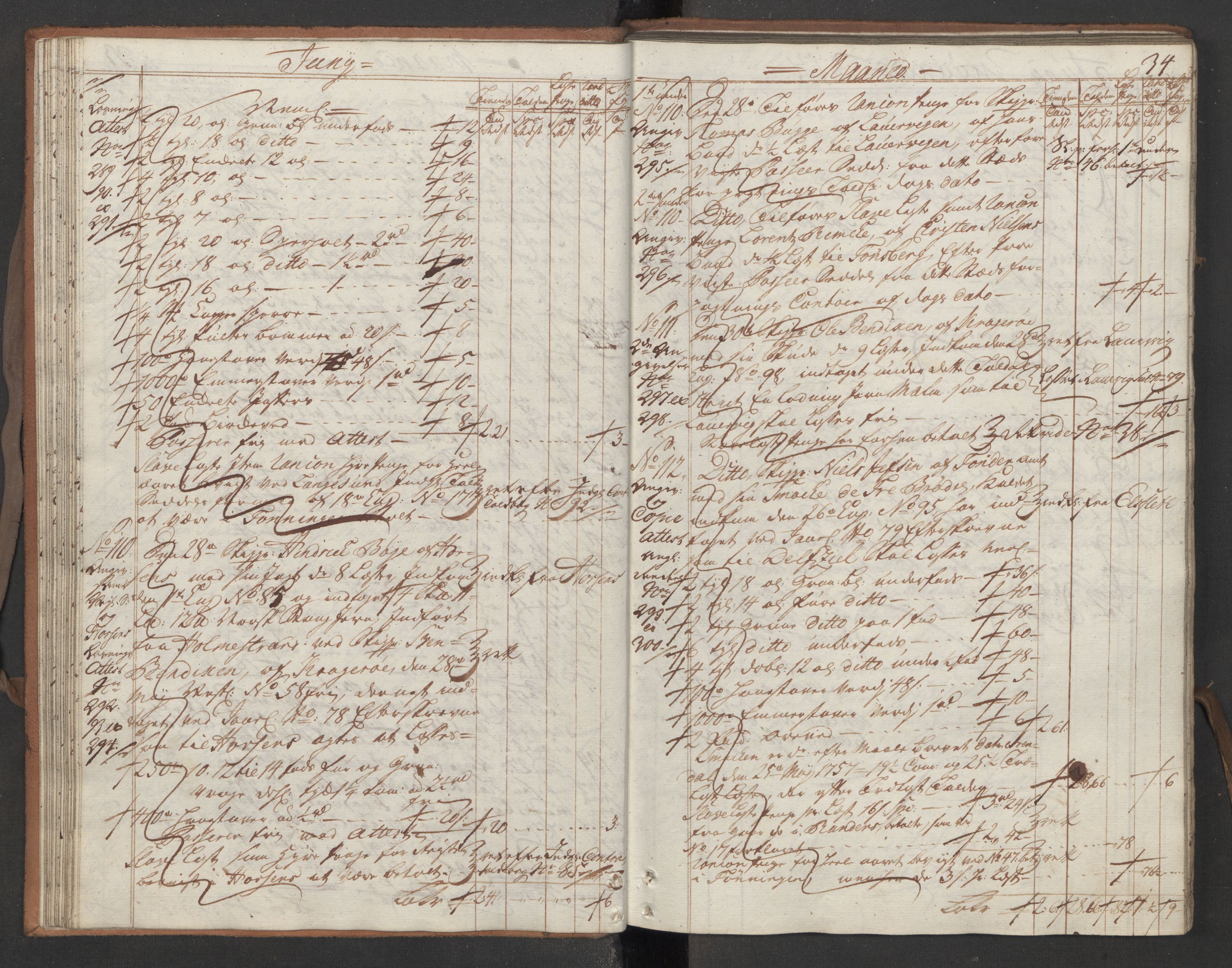 Generaltollkammeret, tollregnskaper, AV/RA-EA-5490/R13/L0029/0001: Tollregnskaper Kragerø / Utgående hovedtollbok, 1760, p. 33b-34a
