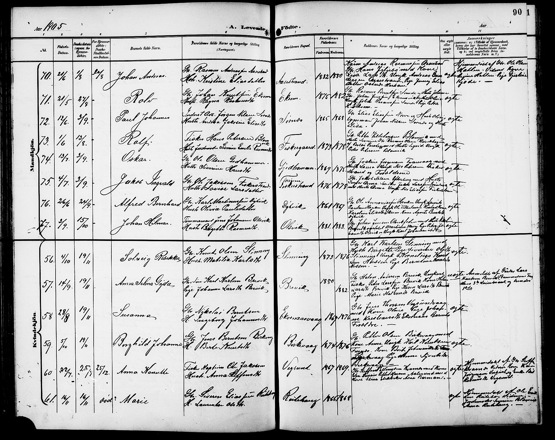 Ministerialprotokoller, klokkerbøker og fødselsregistre - Møre og Romsdal, AV/SAT-A-1454/528/L0432: Parish register (copy) no. 528C13, 1898-1918, p. 90