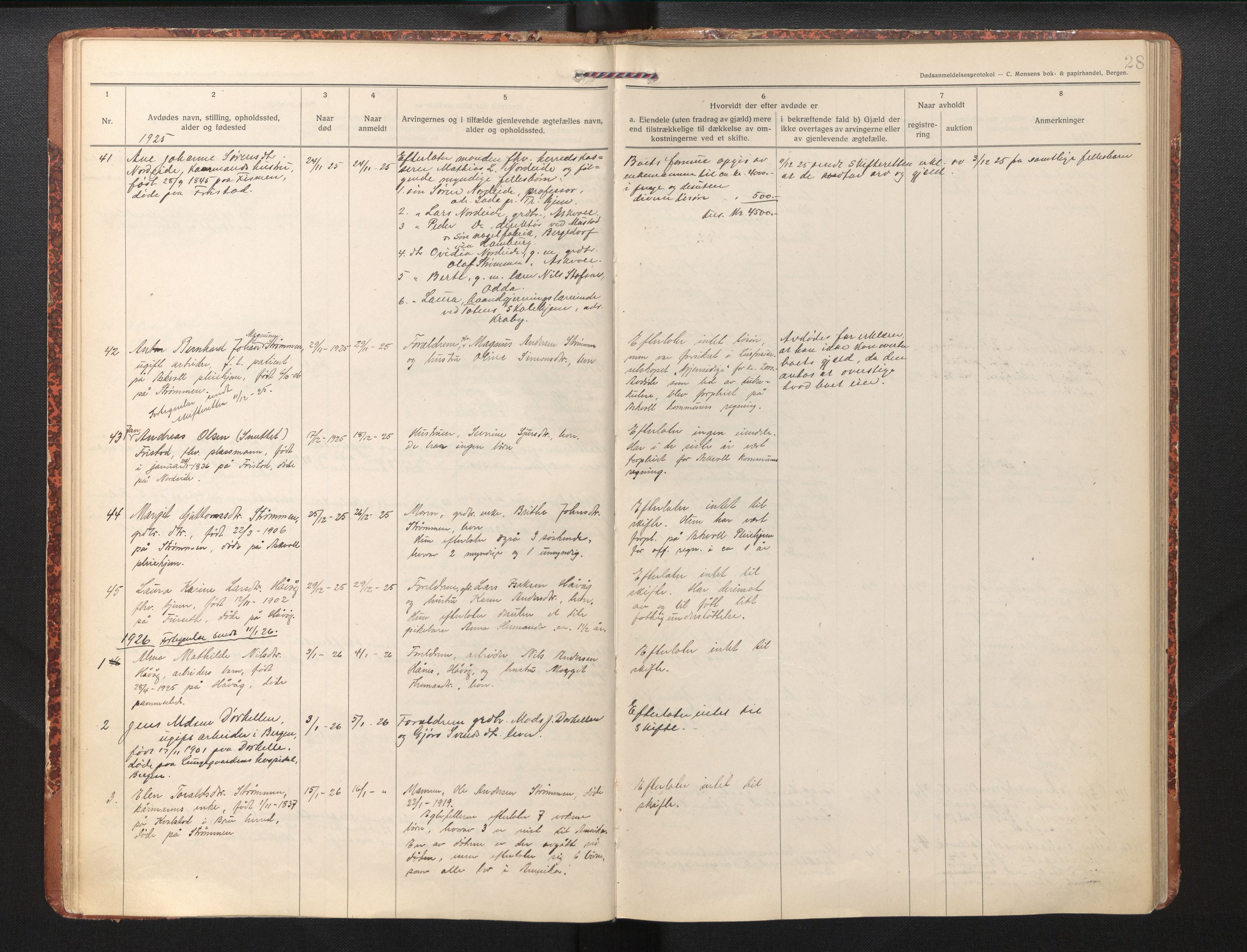 Lensmannen i Askvoll, AV/SAB-A-26301/0006/L0001a: Dødsfallprotokoll, 1919-1942, p. 28