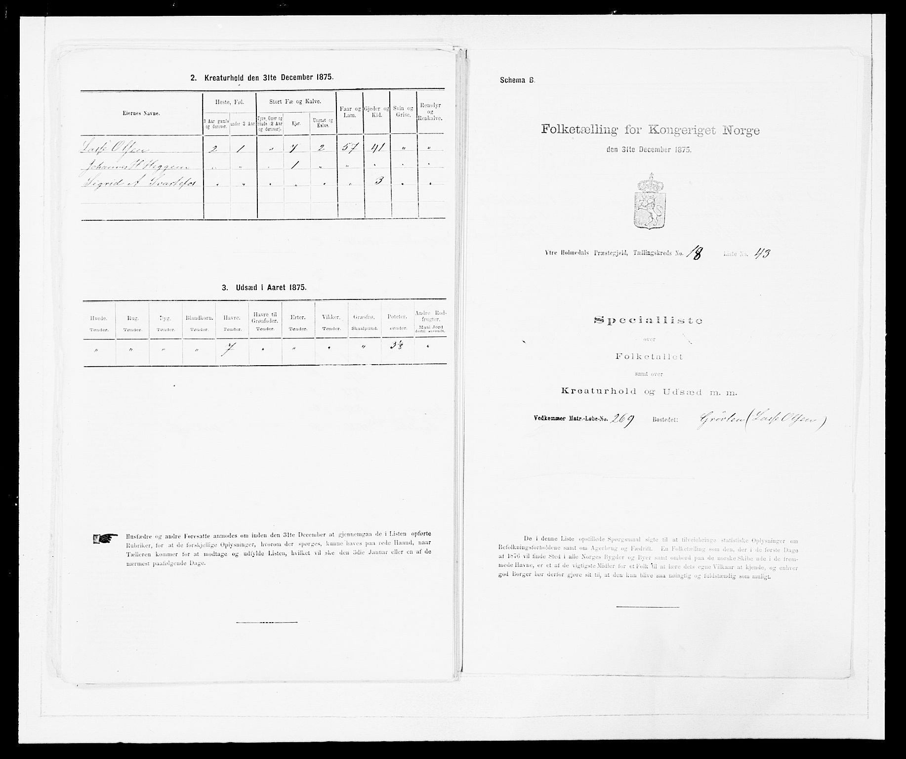 SAB, 1875 census for 1429P Ytre Holmedal, 1875, p. 1230