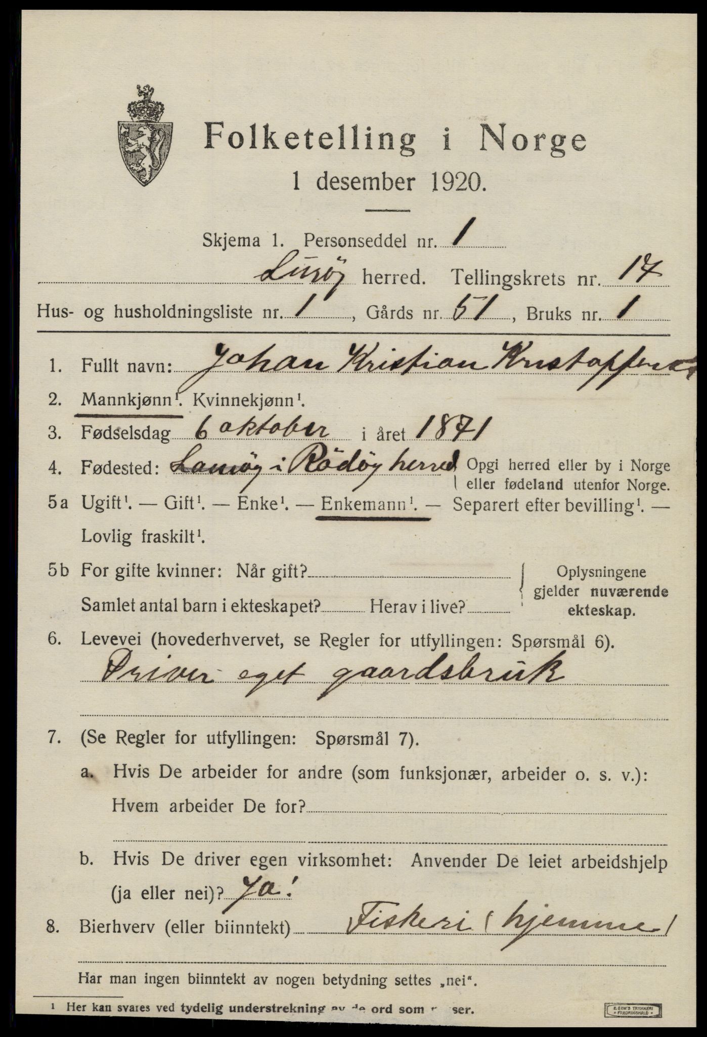 SAT, 1920 census for Lurøy, 1920, p. 5983