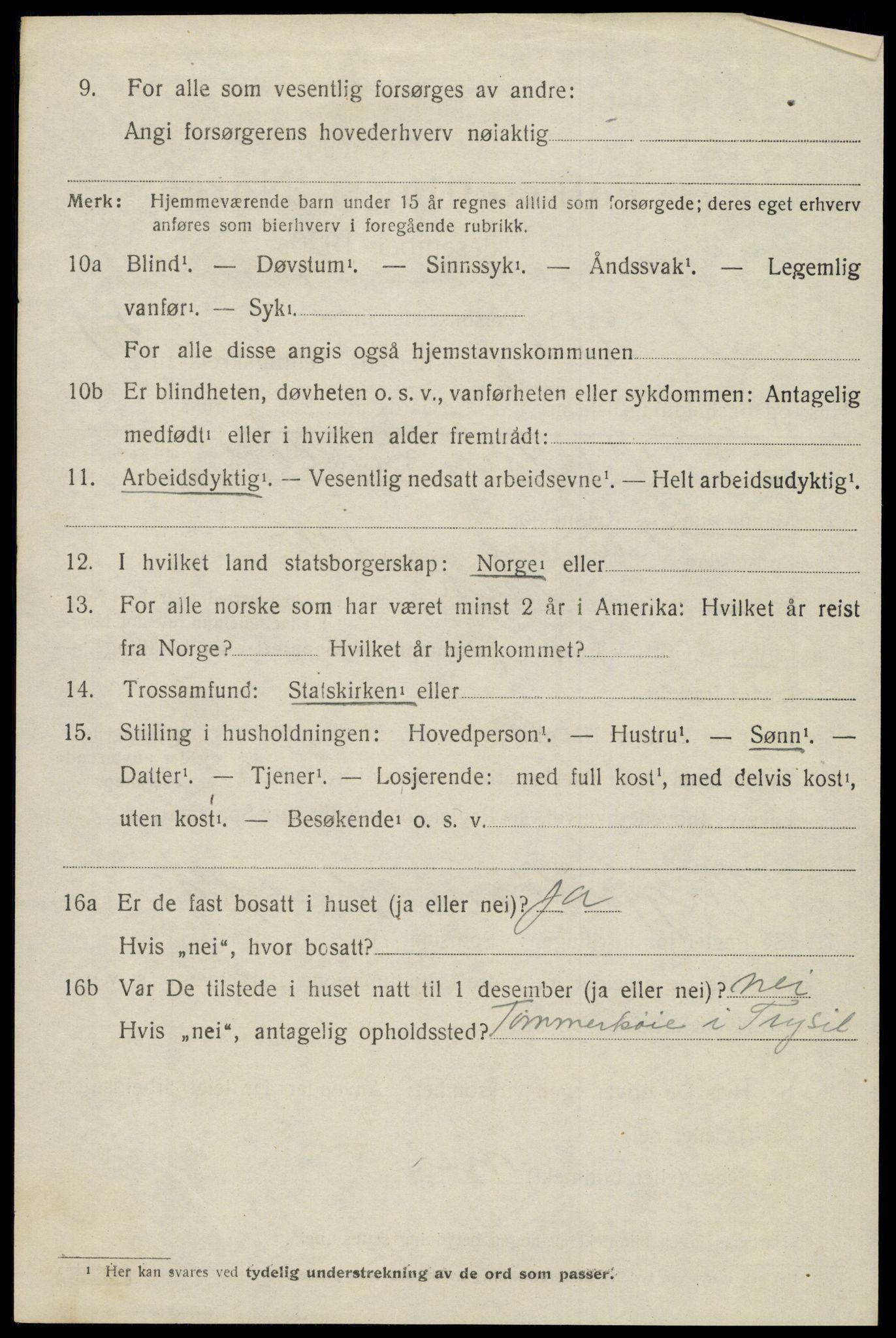 SAH, 1920 census for Trysil, 1920, p. 13781