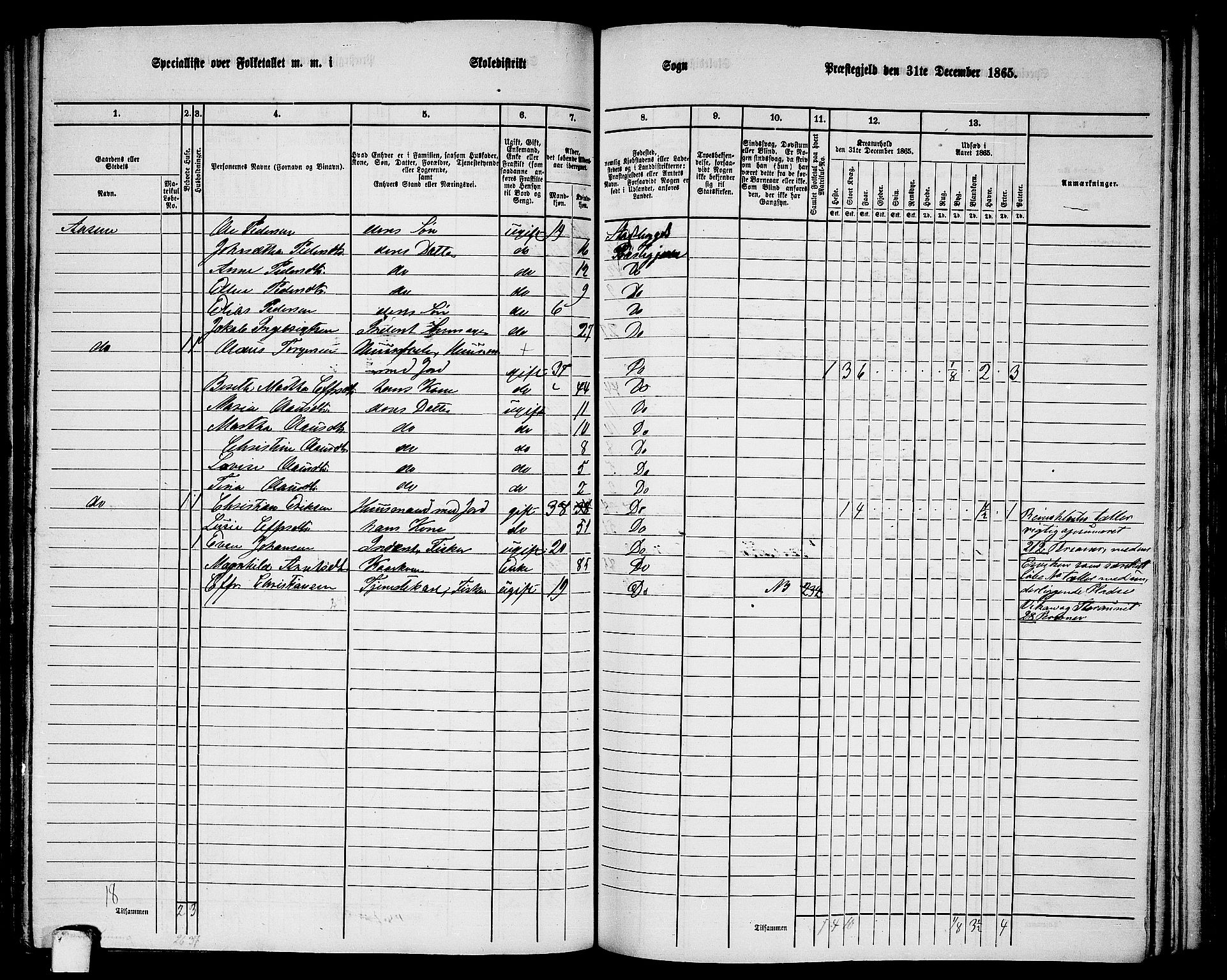 RA, 1865 census for Stadsbygd, 1865, p. 134