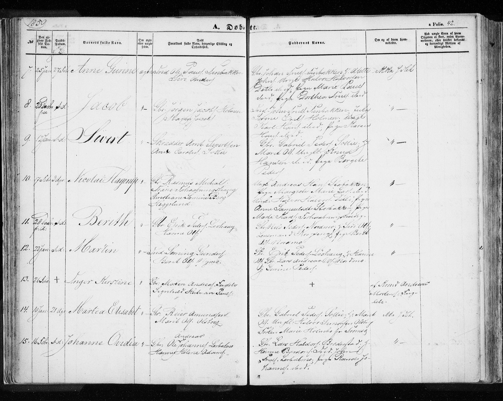 Målselv sokneprestembete, AV/SATØ-S-1311/G/Ga/Gaa/L0003kirke: Parish register (official) no. 3, 1853-1863, p. 42
