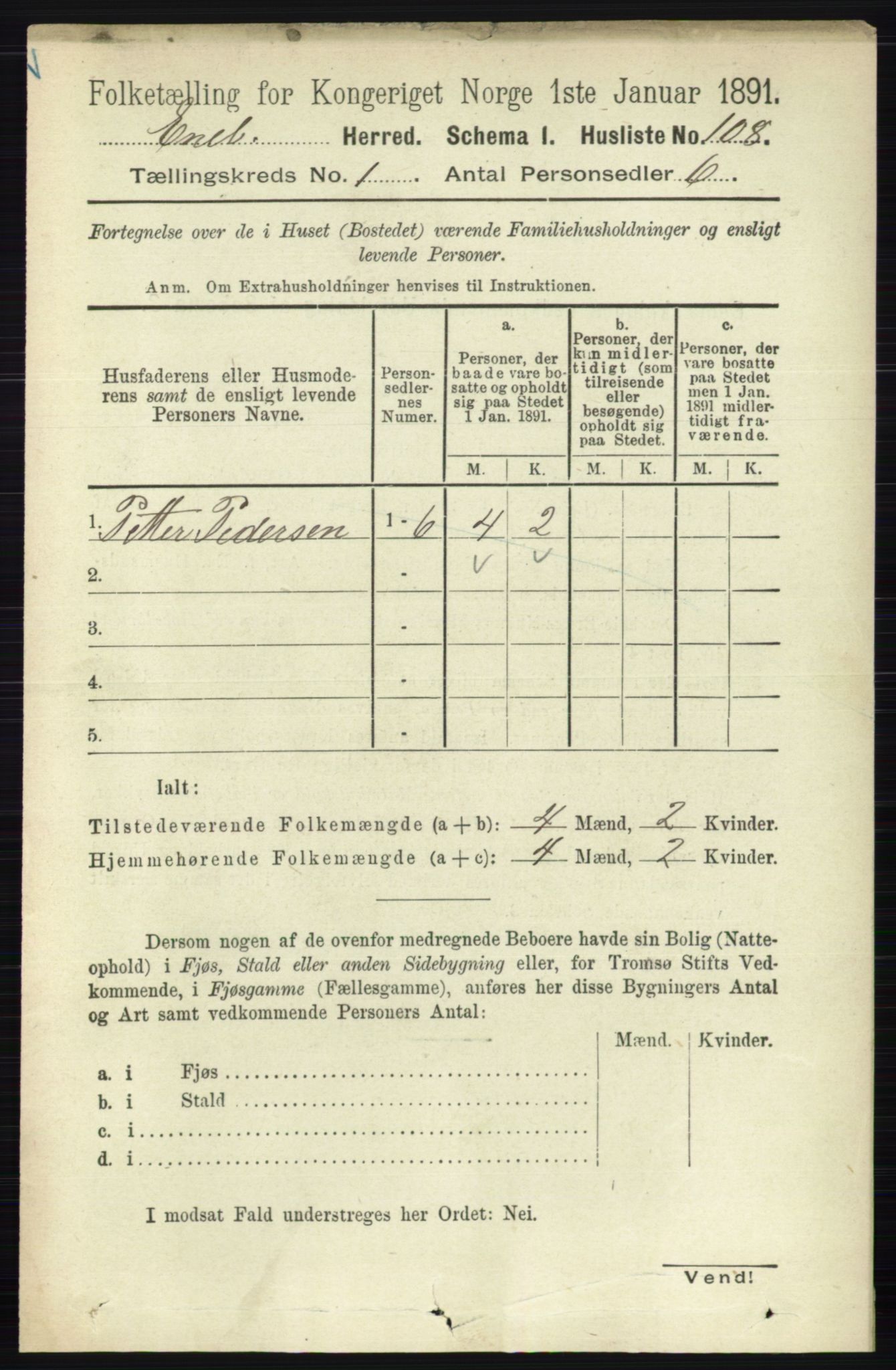 RA, 1891 census for 0229 Enebakk, 1891, p. 134