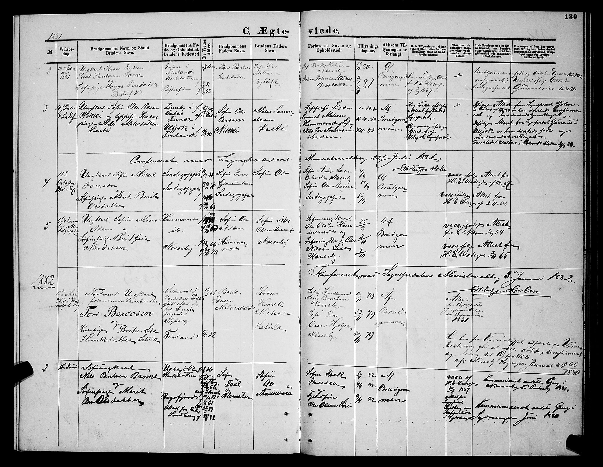 Nesseby sokneprestkontor, SATØ/S-1330/H/Hb/L0004klokker: Parish register (copy) no. 4, 1877-1884, p. 130