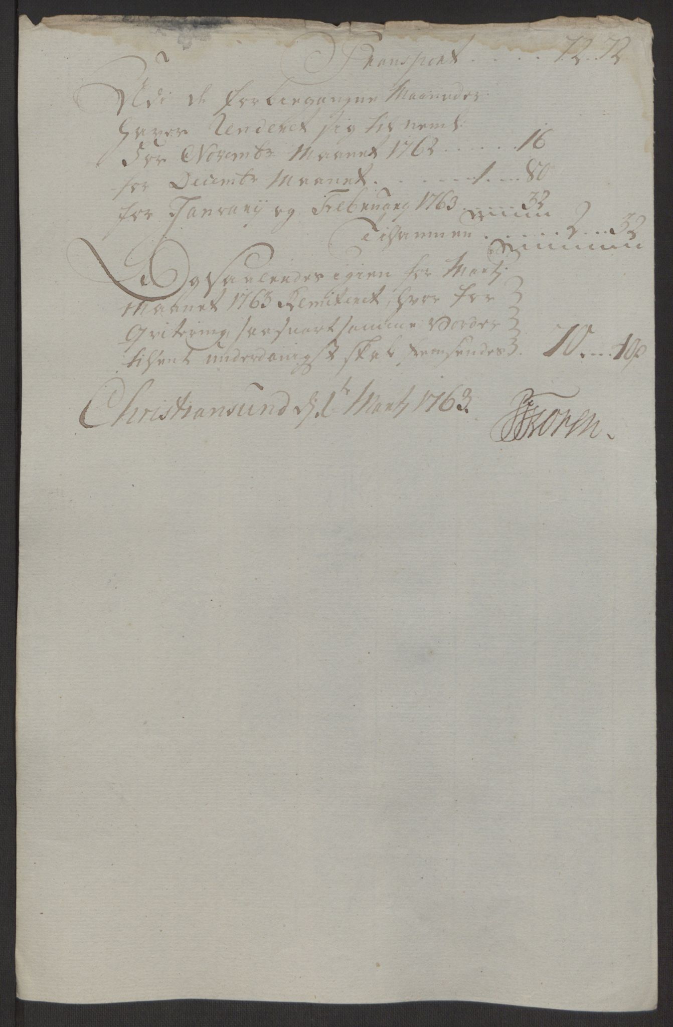 Rentekammeret inntil 1814, Reviderte regnskaper, Byregnskaper, AV/RA-EA-4066/R/Rr/L0495/0004: [R1] Kontribusjonsregnskap / Ekstraskatt, 1762-1772, p. 16