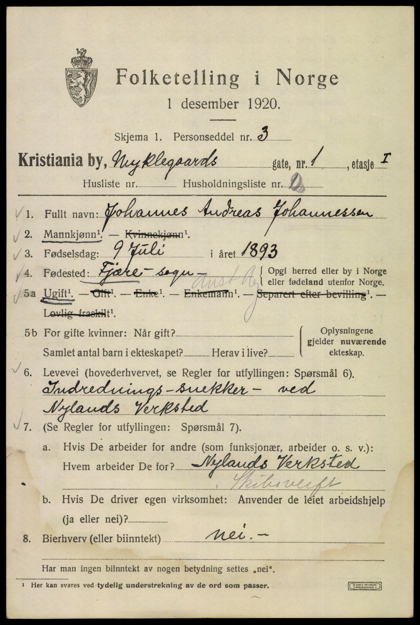 SAO, 1920 census for Kristiania, 1920, p. 405533