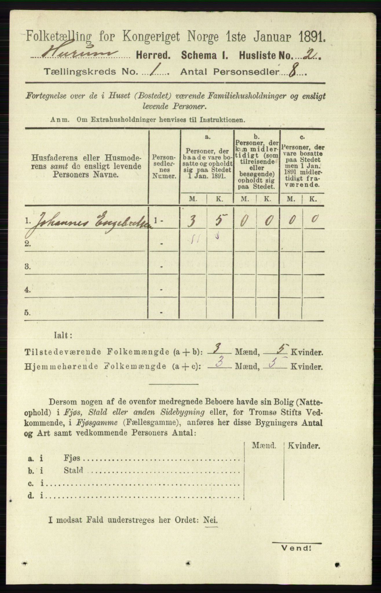 RA, 1891 census for 0628 Hurum, 1891, p. 26