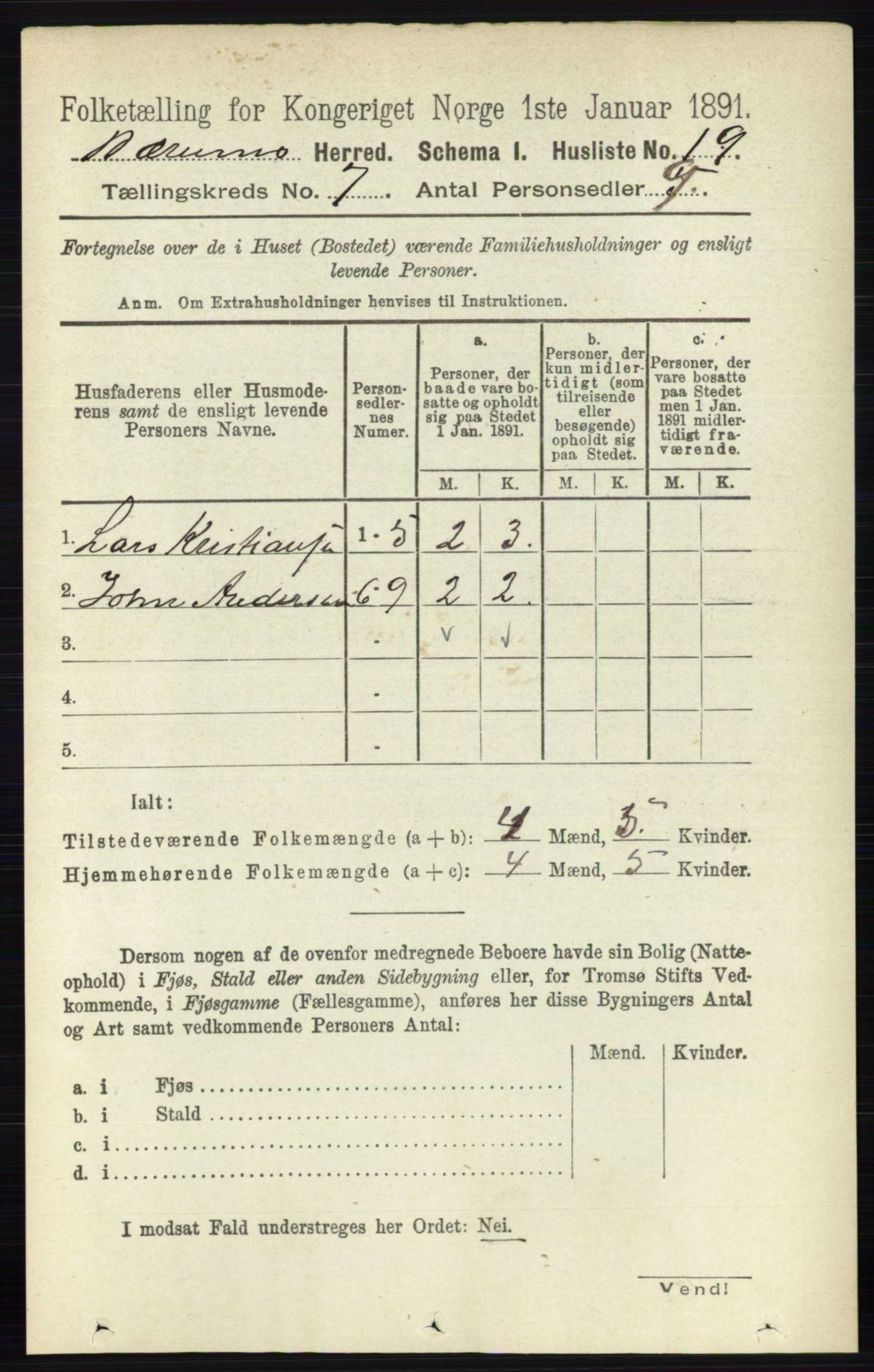 RA, 1891 census for 0219 Bærum, 1891, p. 4056