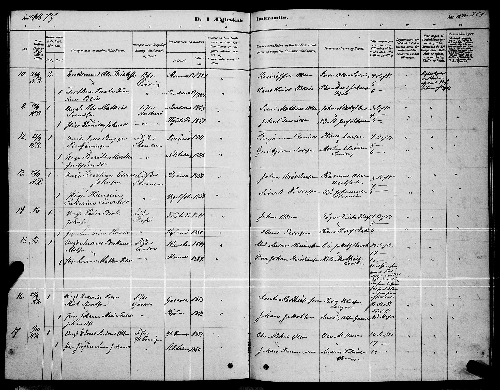 Ministerialprotokoller, klokkerbøker og fødselsregistre - Nordland, SAT/A-1459/834/L0513: Parish register (copy) no. 834C04, 1877-1892, p. 369