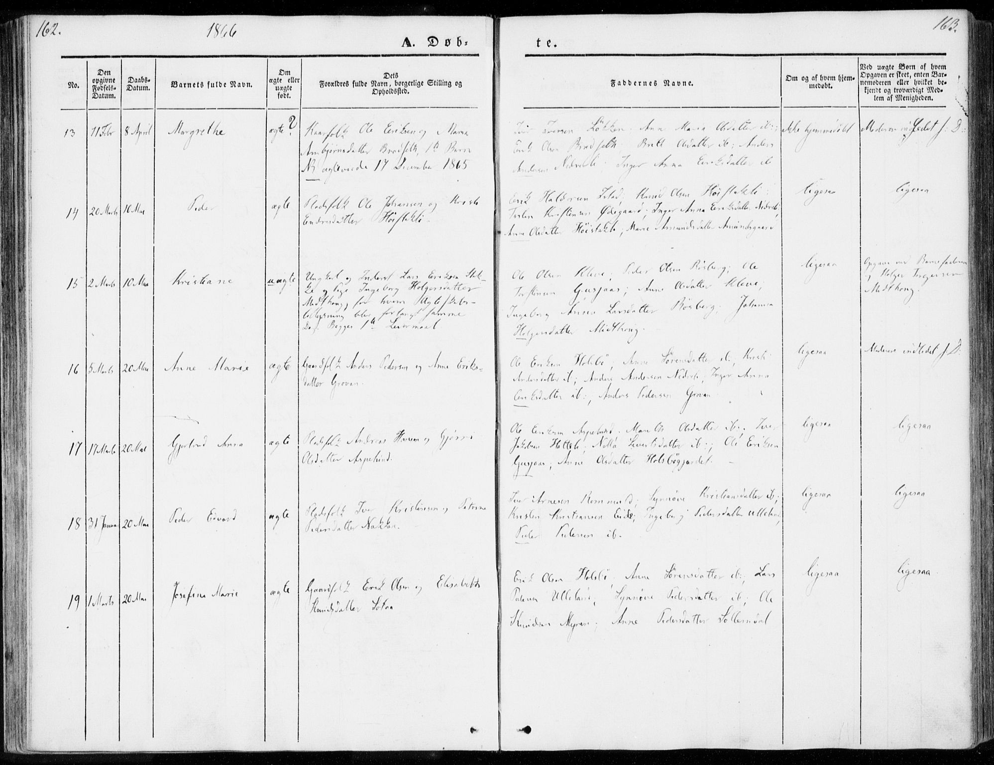 Ministerialprotokoller, klokkerbøker og fødselsregistre - Møre og Romsdal, AV/SAT-A-1454/557/L0680: Parish register (official) no. 557A02, 1843-1869, p. 162-163