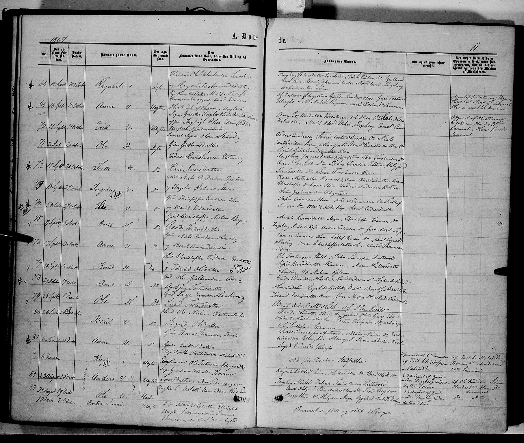 Vang prestekontor, Valdres, SAH/PREST-140/H/Ha/L0007: Parish register (official) no. 7, 1865-1881, p. 11
