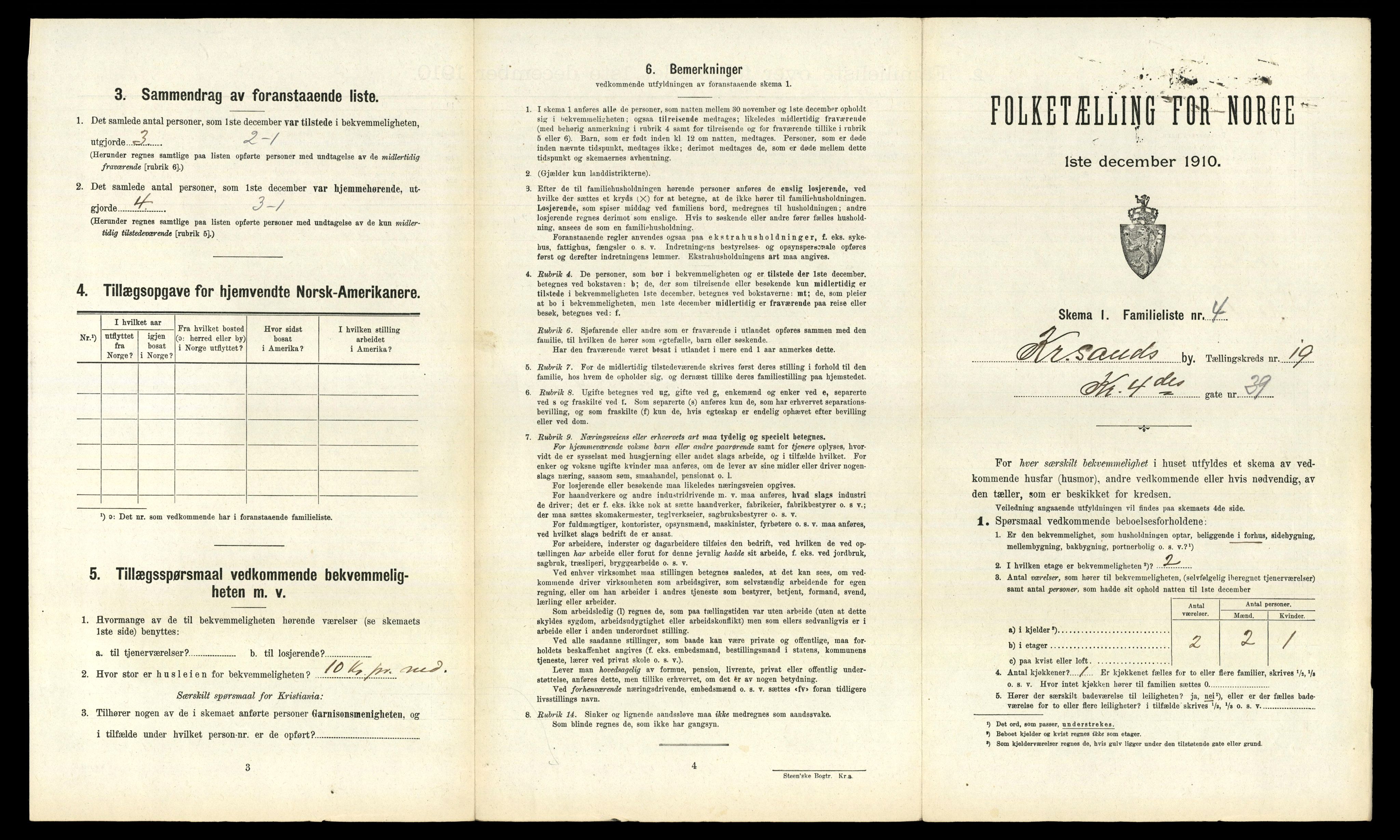 RA, 1910 census for Kristiansand, 1910, p. 4948