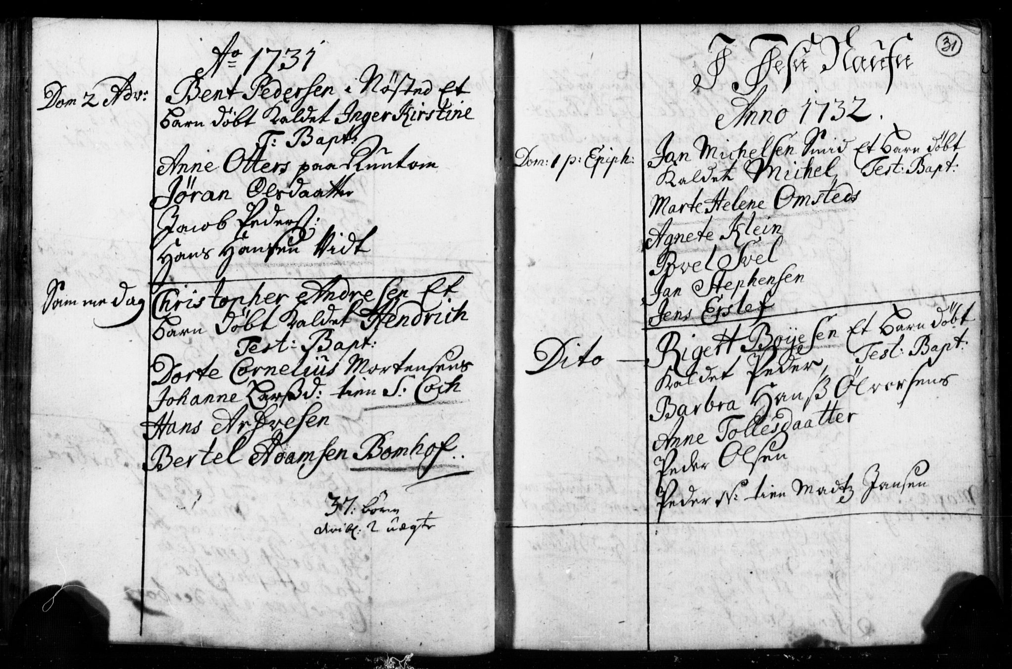 Strømsø kirkebøker, AV/SAKO-A-246/F/Fb/L0001: Parish register (official) no. II 1, 1725-1737, p. 31