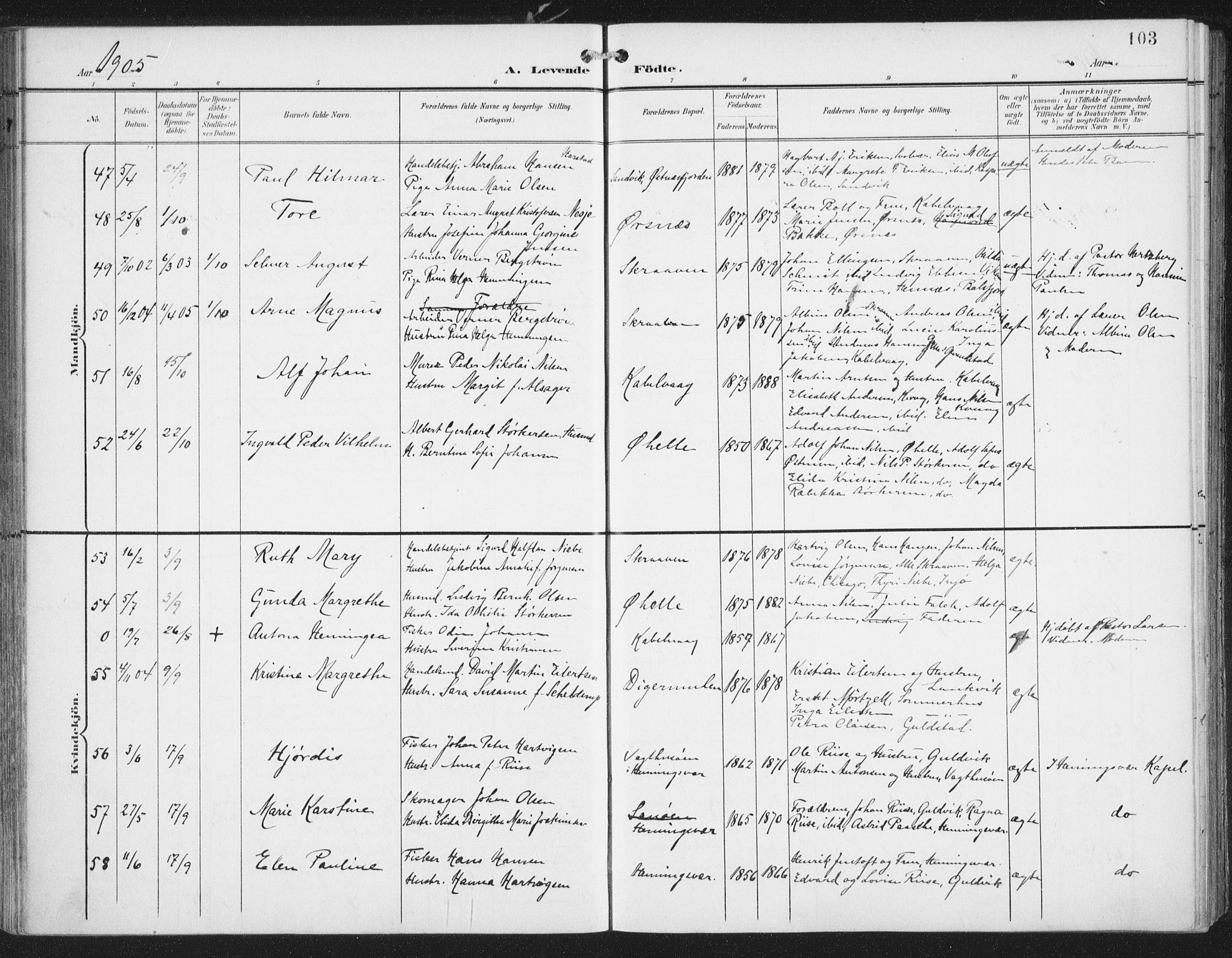 Ministerialprotokoller, klokkerbøker og fødselsregistre - Nordland, SAT/A-1459/874/L1062: Parish register (official) no. 874A06, 1899-1907, p. 103
