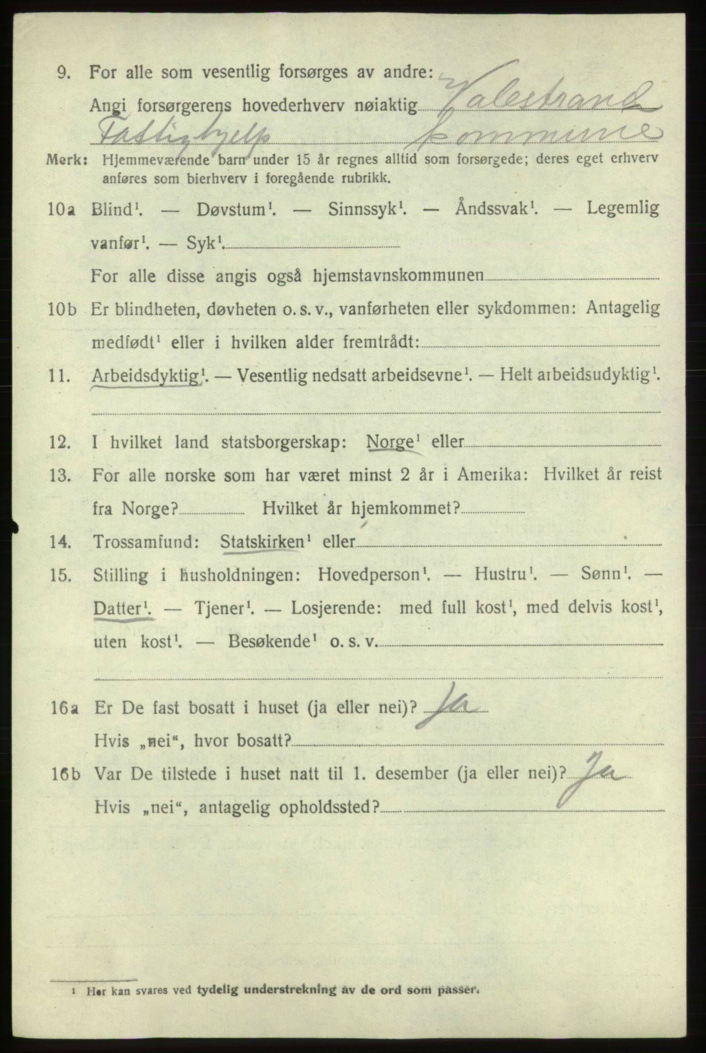 SAB, 1920 census for Valestrand, 1920, p. 1634