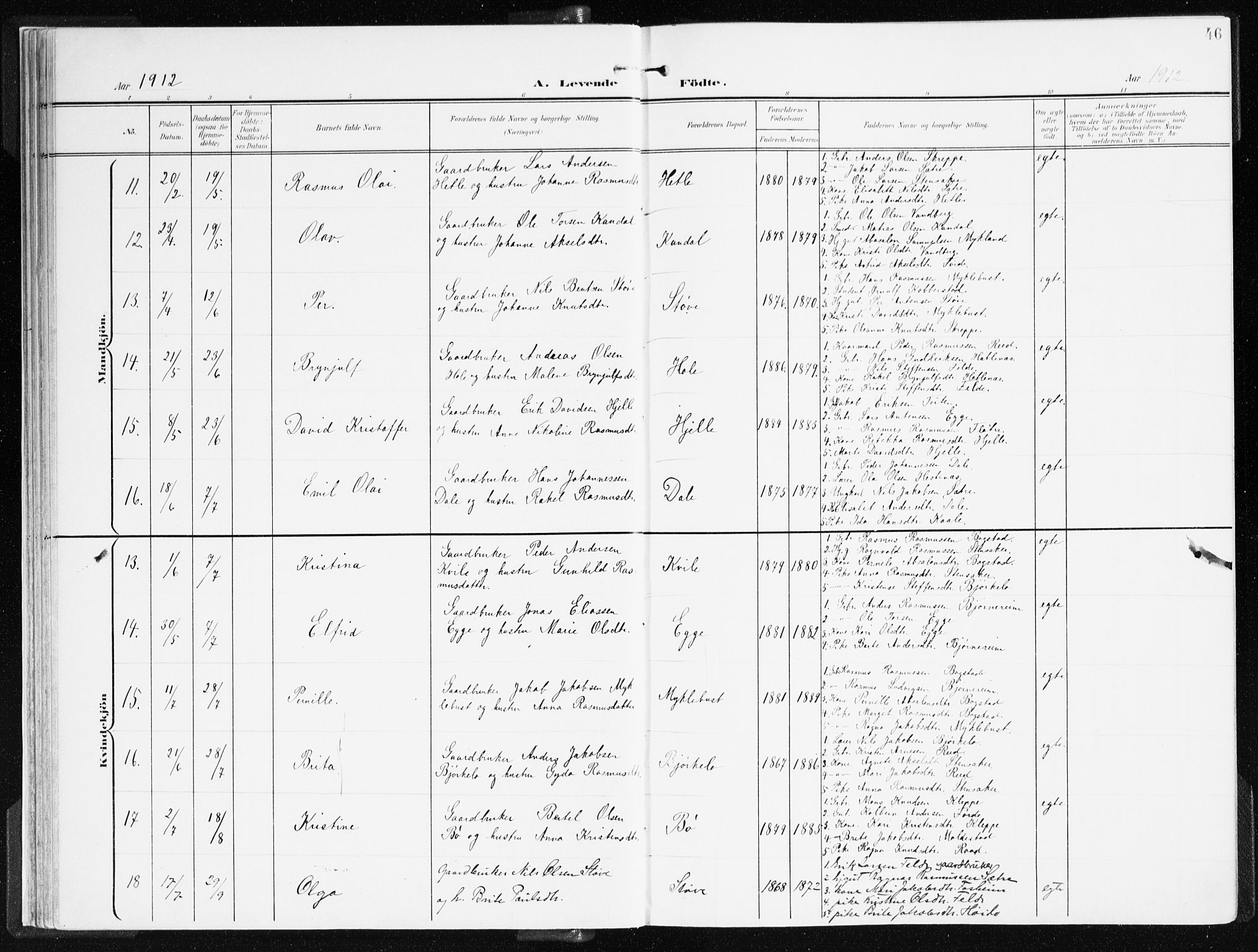 Gloppen sokneprestembete, AV/SAB-A-80101/H/Haa/Haac/L0003: Parish register (official) no. C 3, 1904-1921, p. 46