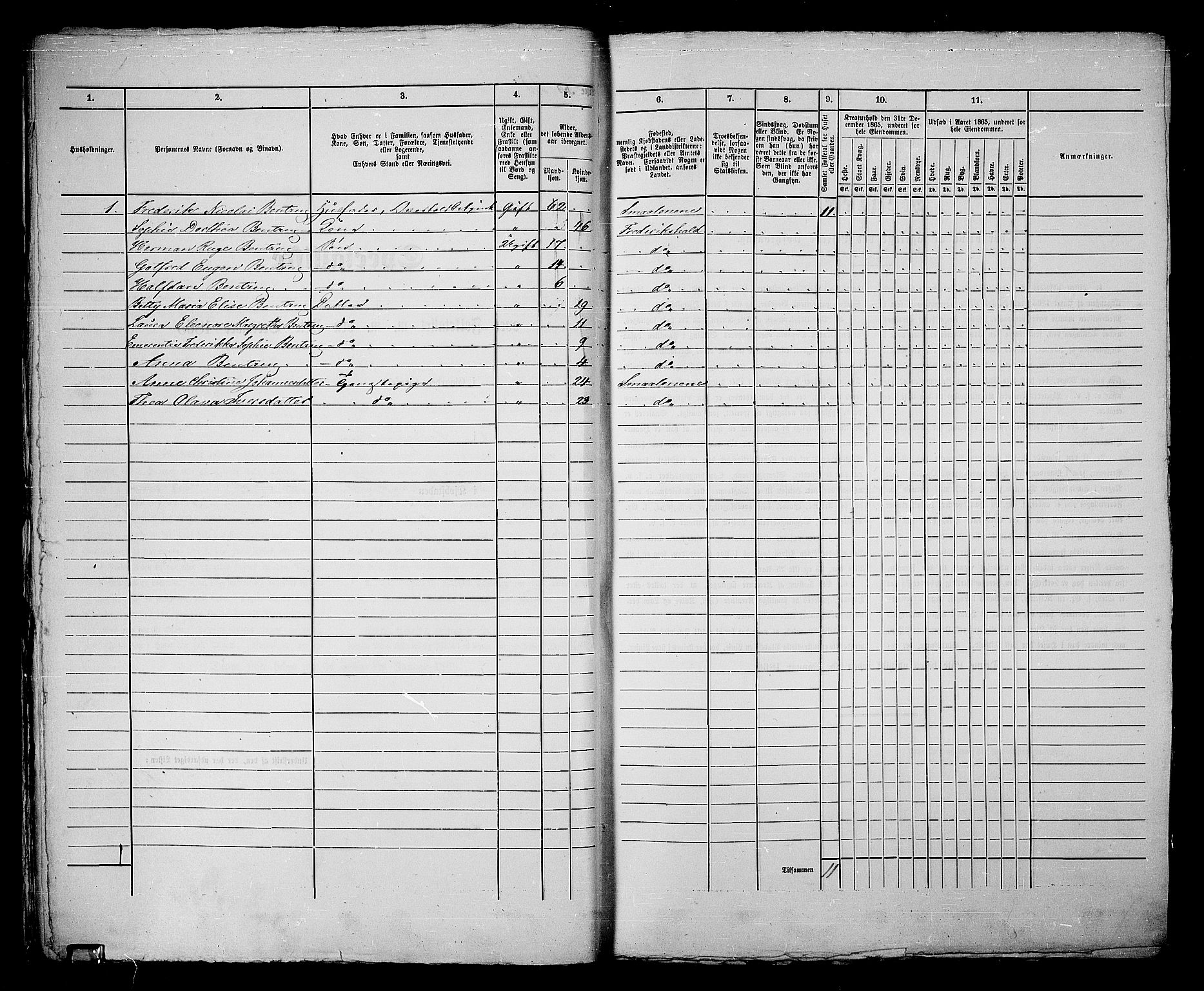 RA, 1865 census for Fredrikshald, 1865, p. 47