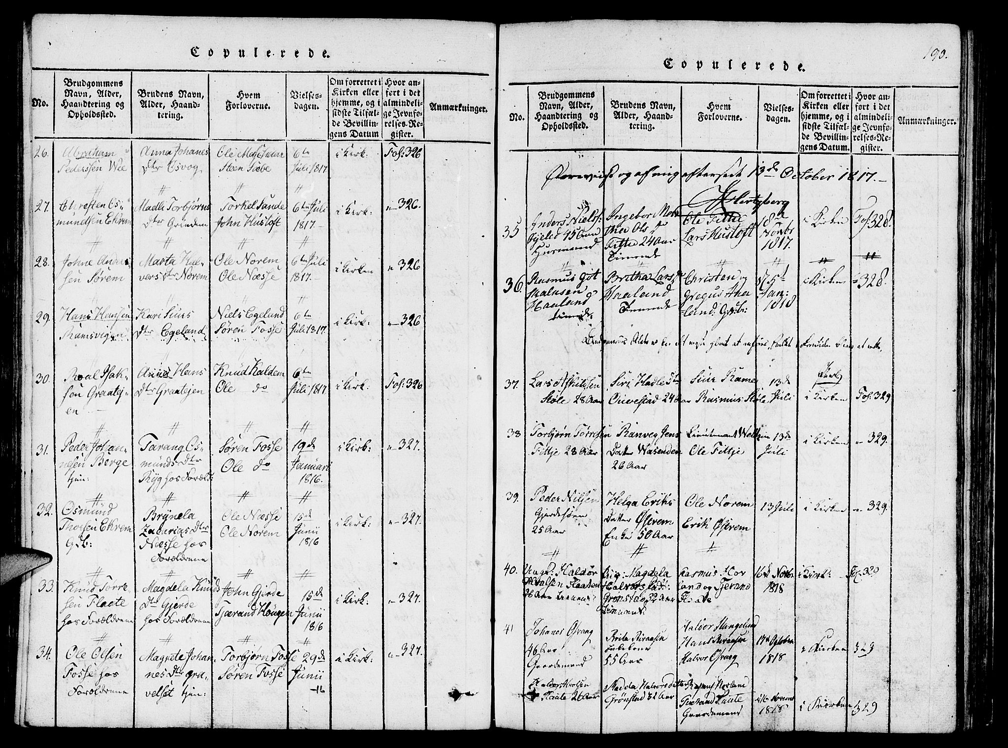 Etne sokneprestembete, SAB/A-75001/H/Haa: Parish register (official) no. A 6, 1815-1831, p. 190