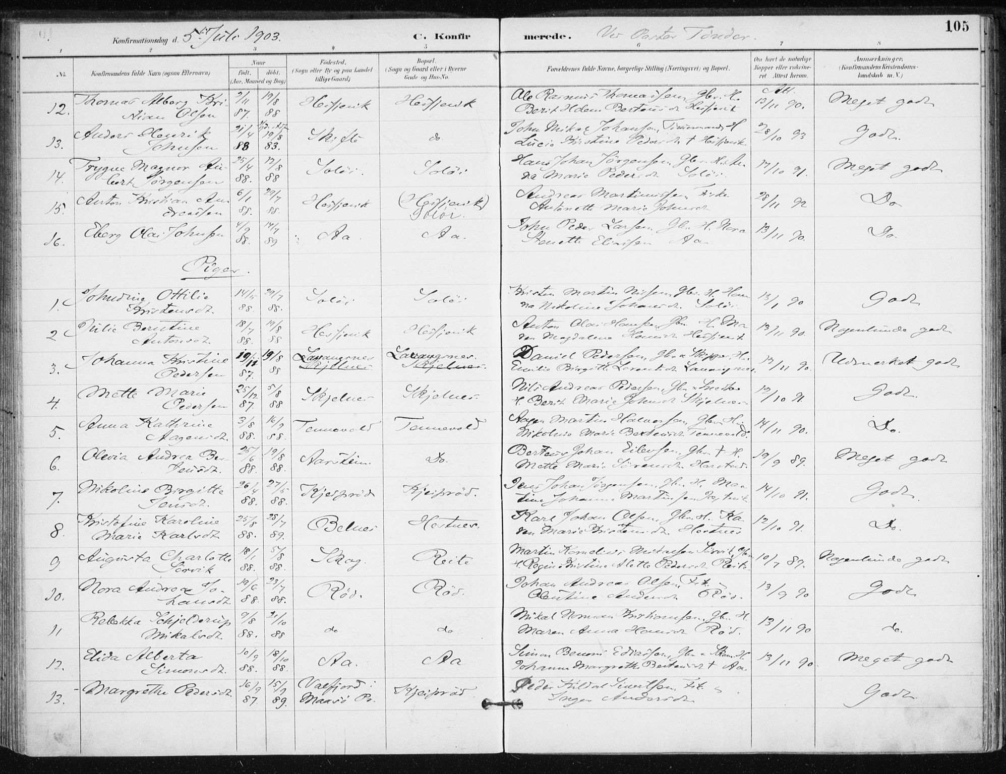 Salangen sokneprestembete, SATØ/S-1324/H/Ha/L0001kirke: Parish register (official) no. 1, 1893-1911, p. 105