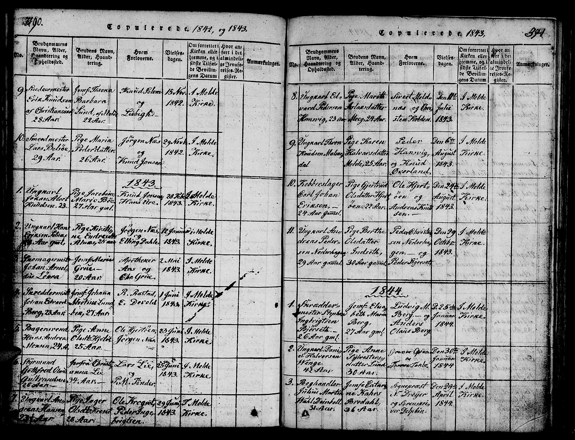 Ministerialprotokoller, klokkerbøker og fødselsregistre - Møre og Romsdal, SAT/A-1454/558/L0700: Parish register (copy) no. 558C01, 1818-1868, p. 390-391