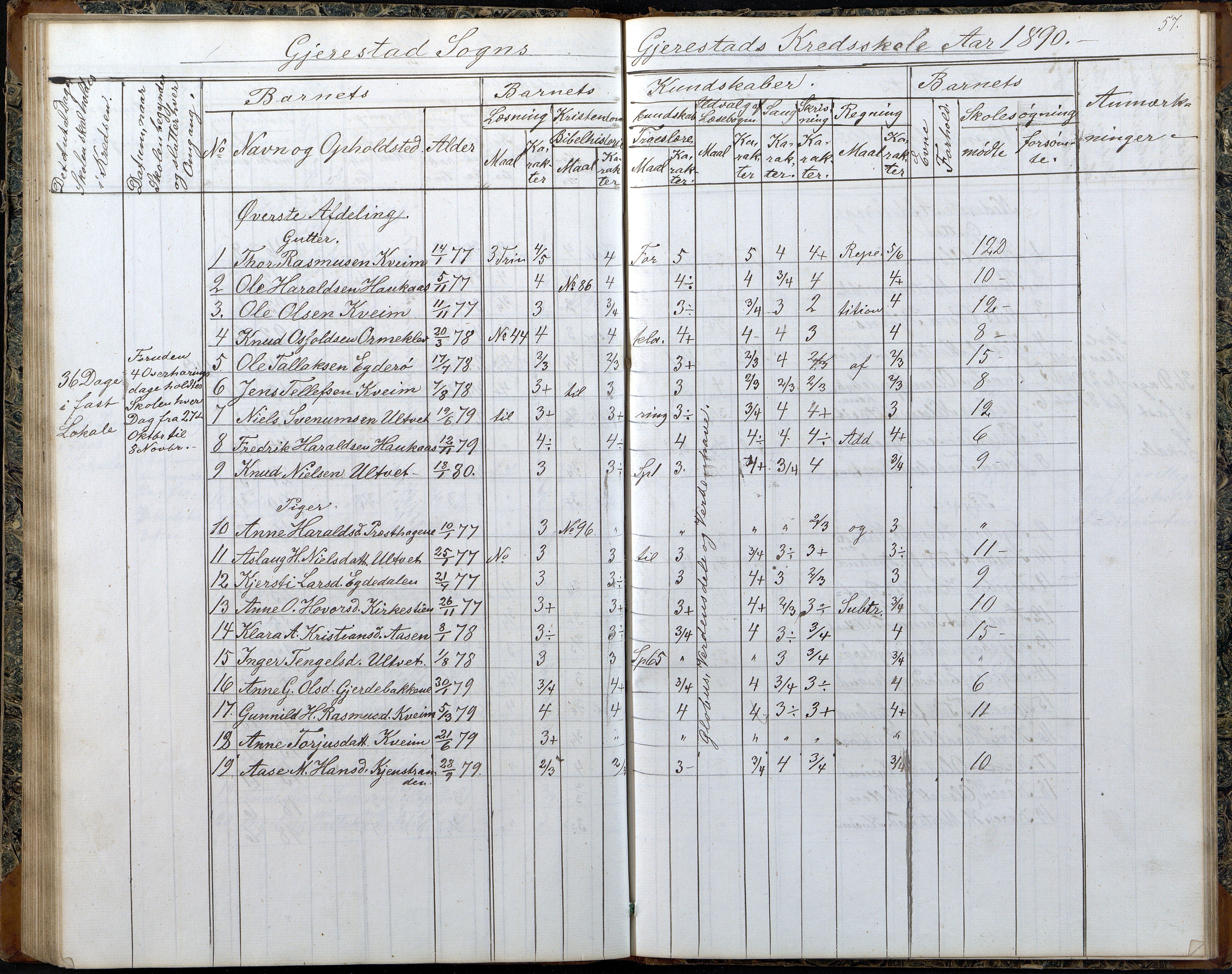 Gjerstad Kommune, Gjerstad Skole, AAKS/KA0911-550a/F02/L0006: Skoleprotokoll, 1863-1891, p. 57