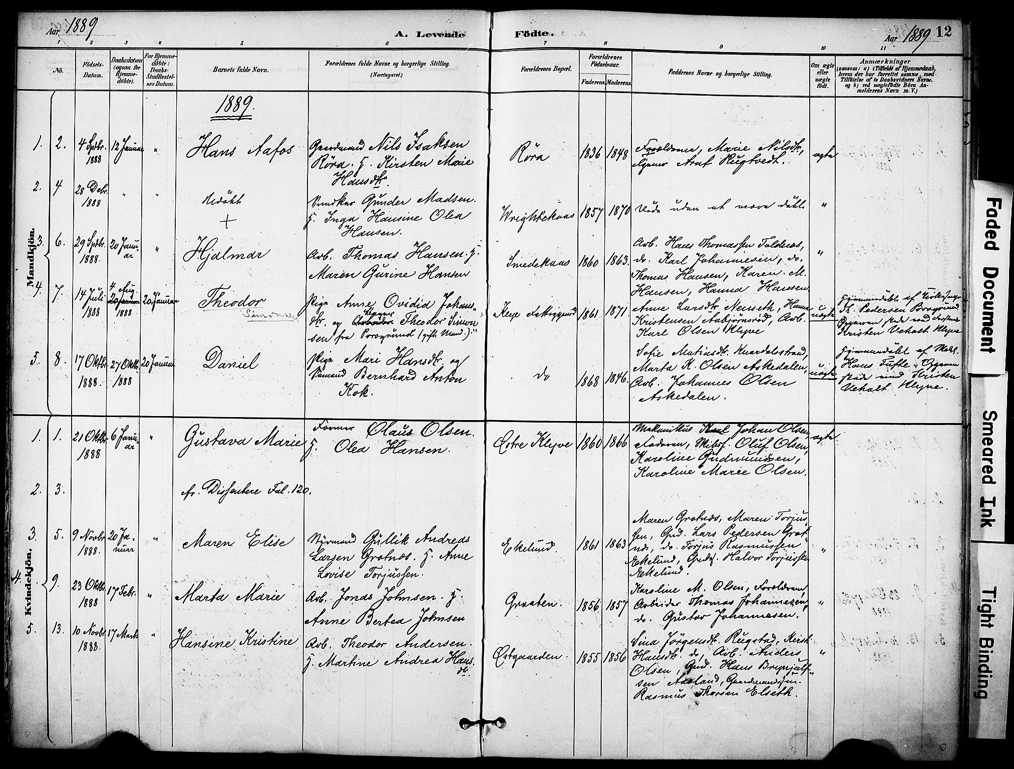 Solum kirkebøker, SAKO/A-306/F/Fa/L0010: Parish register (official) no. I 10, 1888-1898, p. 12