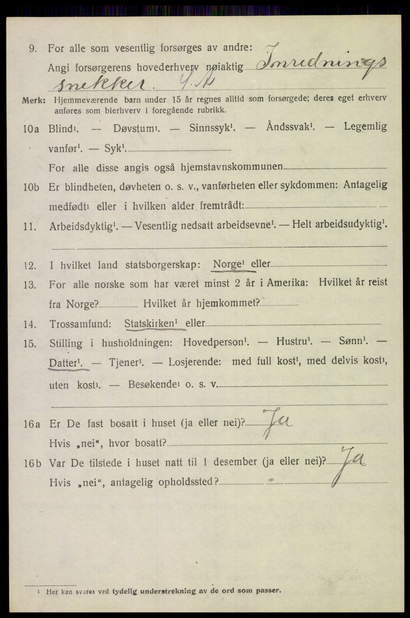 SAH, 1920 census for Trysil, 1920, p. 7116