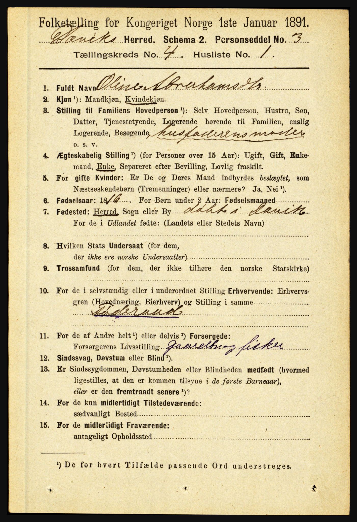 RA, 1891 census for 1442 Davik, 1891, p. 1344