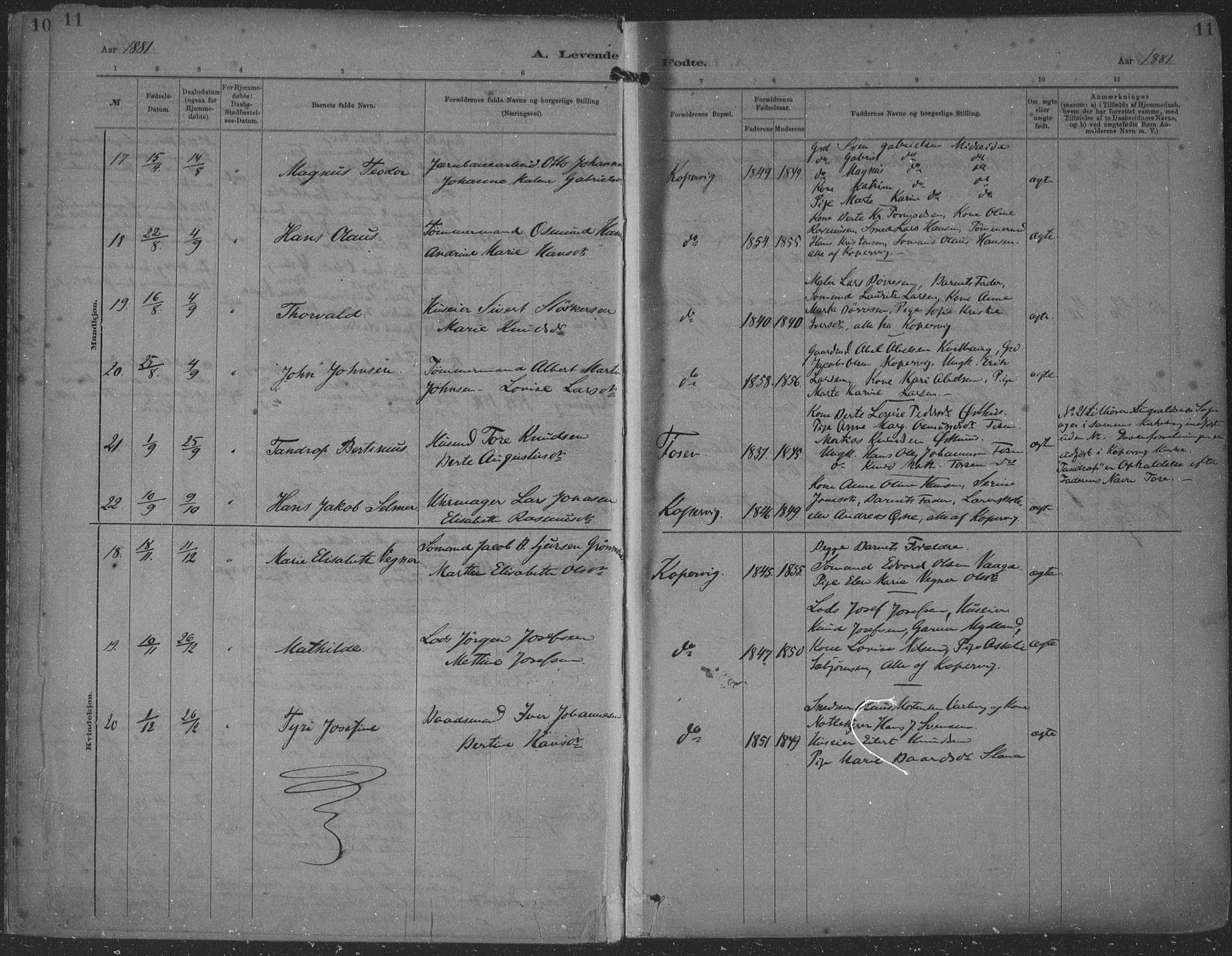 Kopervik sokneprestkontor, AV/SAST-A-101850/H/Ha/Haa/L0001: Parish register (official) no. A 1, 1880-1919, p. 11