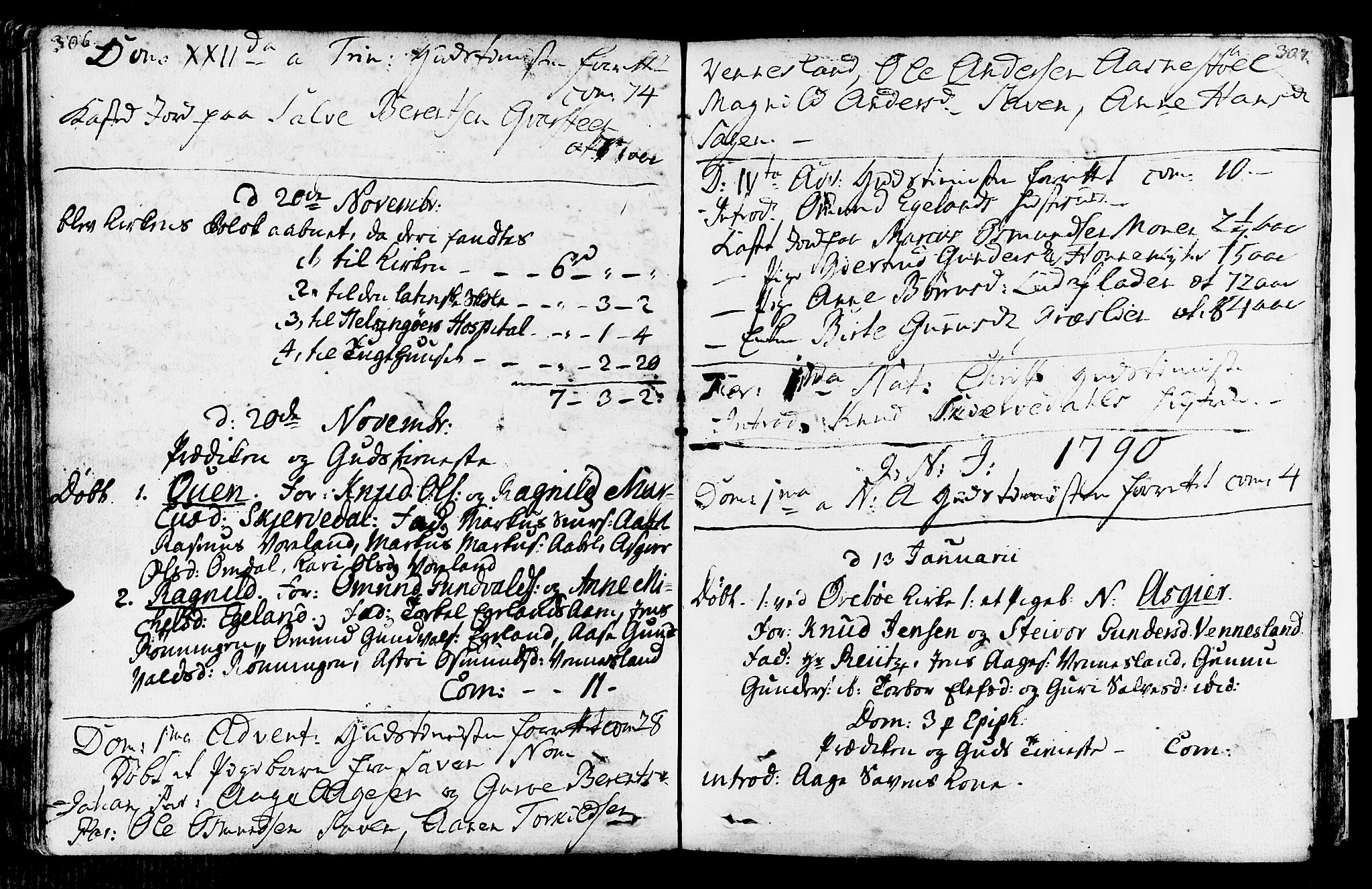 Vennesla sokneprestkontor, AV/SAK-1111-0045/Fa/Fab/L0001: Parish register (official) no. A 1, 1741-1794, p. 306-307